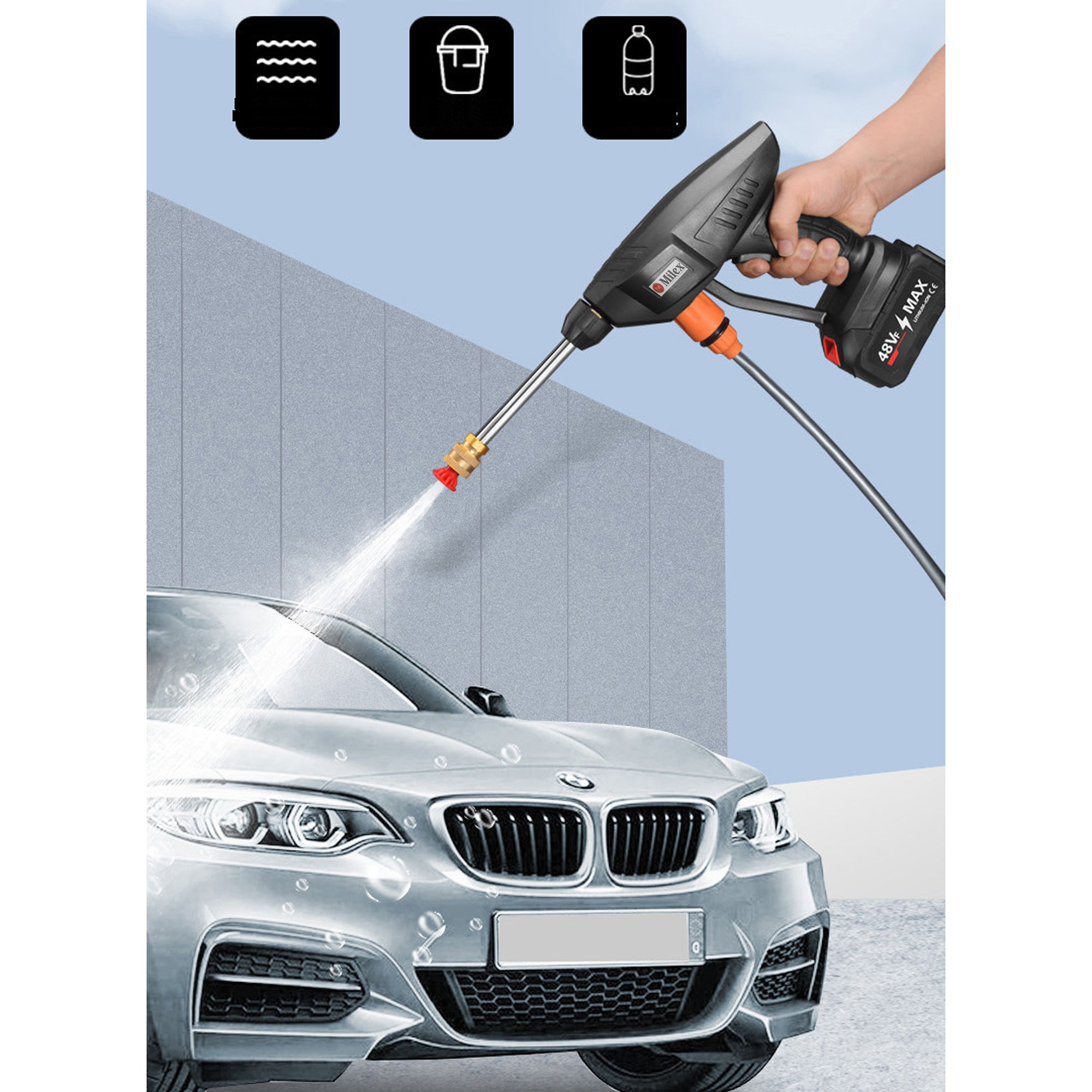 Milex Insta Blast 1800 PSI Electric Pressure Washer - Portable & Powerful Handheld Car Washer for Home, Driveway, Deck, Patio Cleaning