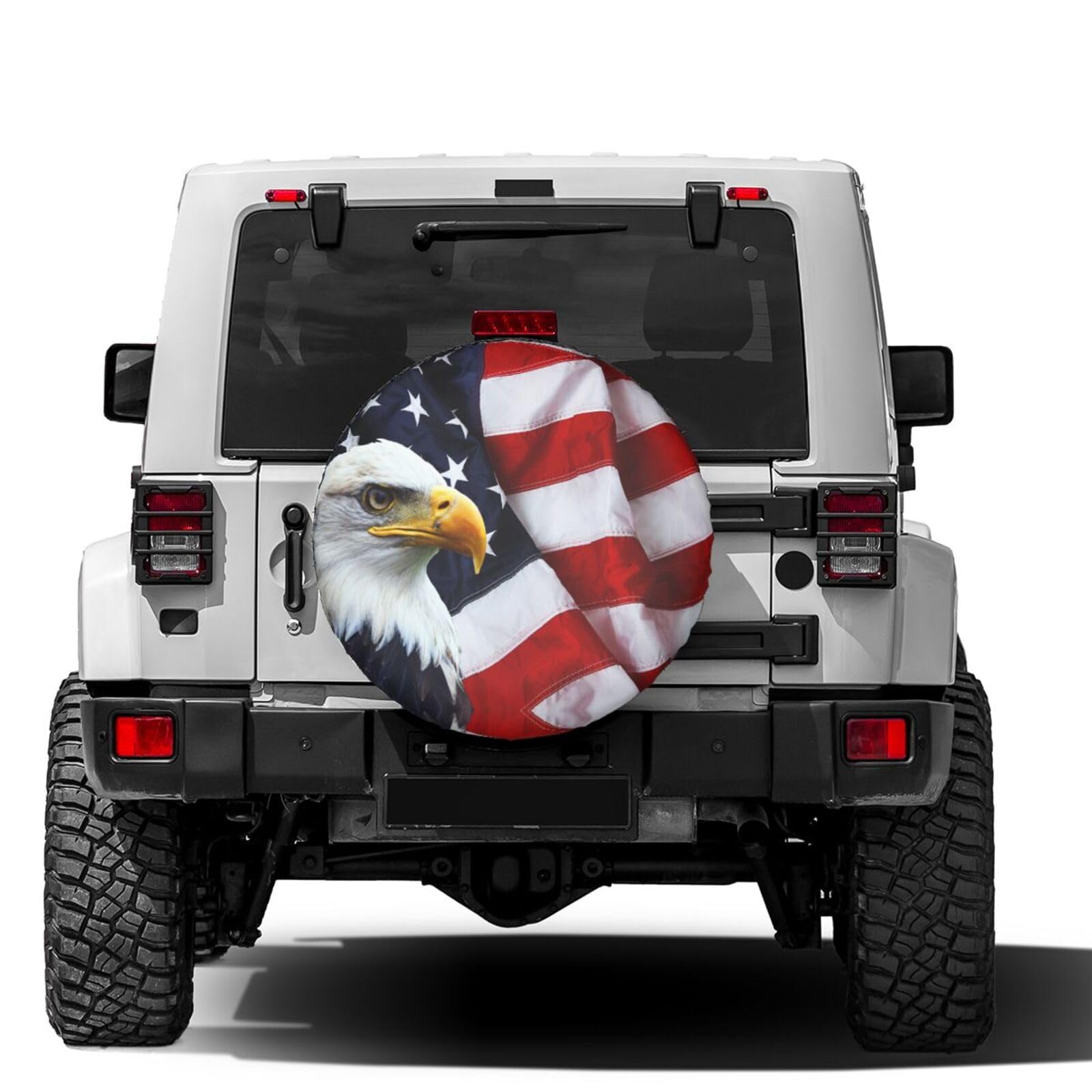 American Flag Eagle Spare Tire Cover - Dustproof Wheel Cover for Trailers, RVs, SUVs & More (14-17 Inch) | Perfect for Road Trips & Outdoor Adventures