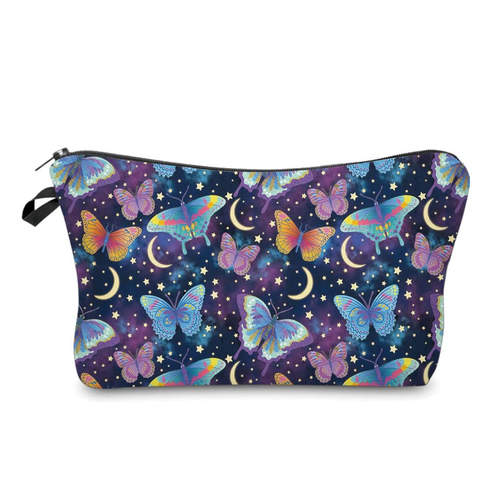 Waterproof Celestial Butterflies Cosmetic Bag for Women - Travel Makeup Organizer with Zipper Closure | Perfect for Travel, Gym & Daily Essentials Storage