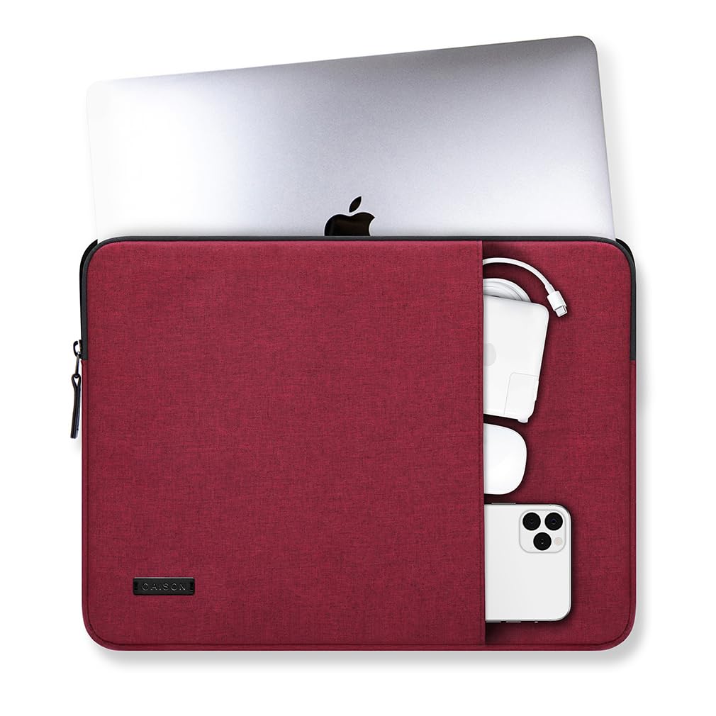Premium 13 Inch Laptop Sleeve for MacBook Pro 14 Air 13, Lenovo HP ASUS Acer Chromebook - Waterproof Shockproof Protective Case with Soft Lining - Perfect for Travel, Office & School (Red)