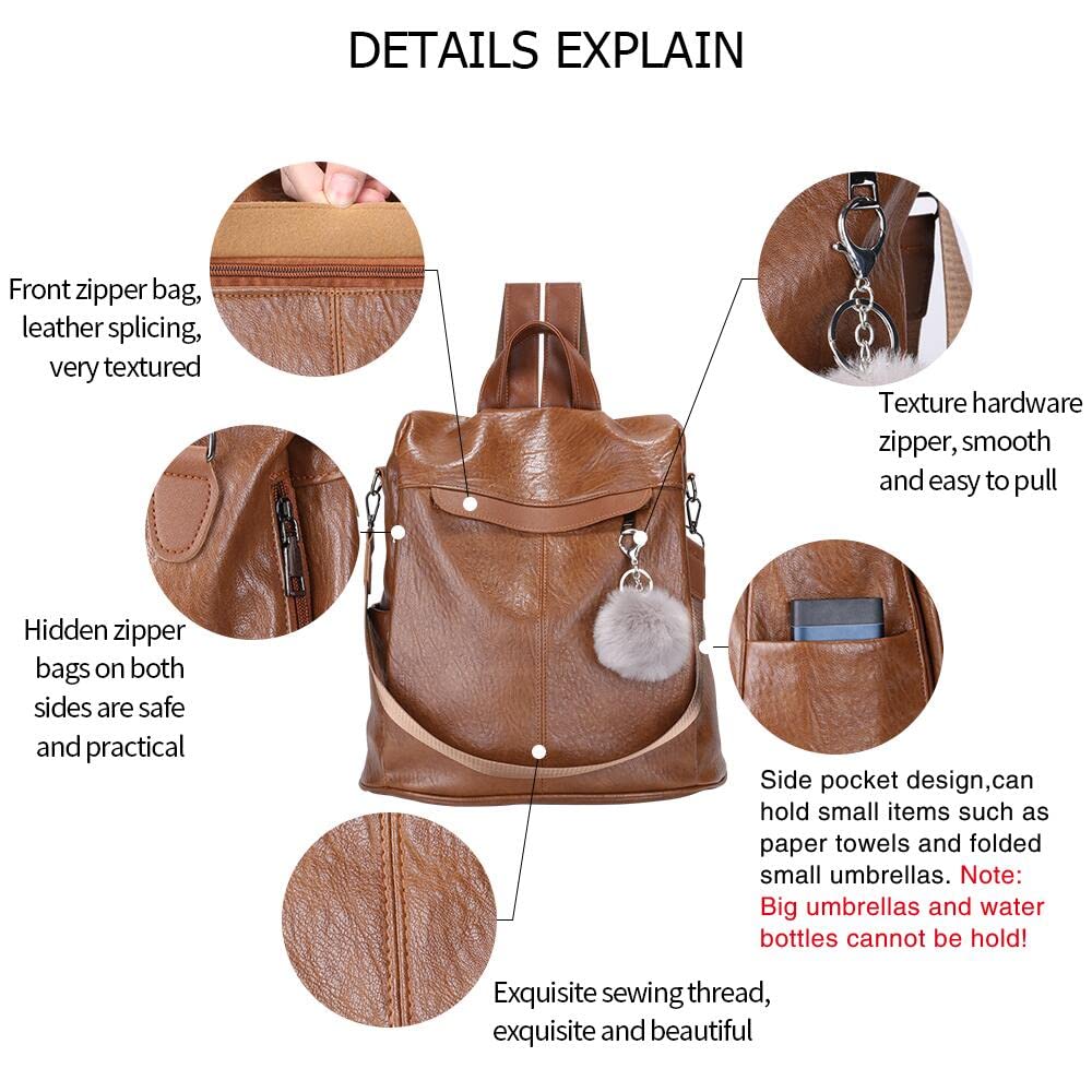 Stylish Women's Waterproof Anti-Theft Backpack - PU Leather & Nylon Shoulder Bag for Travel, Work & Daily Use | Durable Ladies Purse Backpack for Commuting, Shopping & Outdoor Adventures