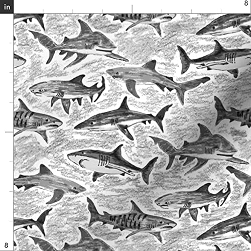 Pencil Sharks Printed Petal Signature Cotton Fabric Fat Quarter - Premium Spoonflower Fabric for Sewing, Quilting, Apparel, Crafts & Home Decor - Perfect for DIY Projects, Baby Clothes & Unique Gifts