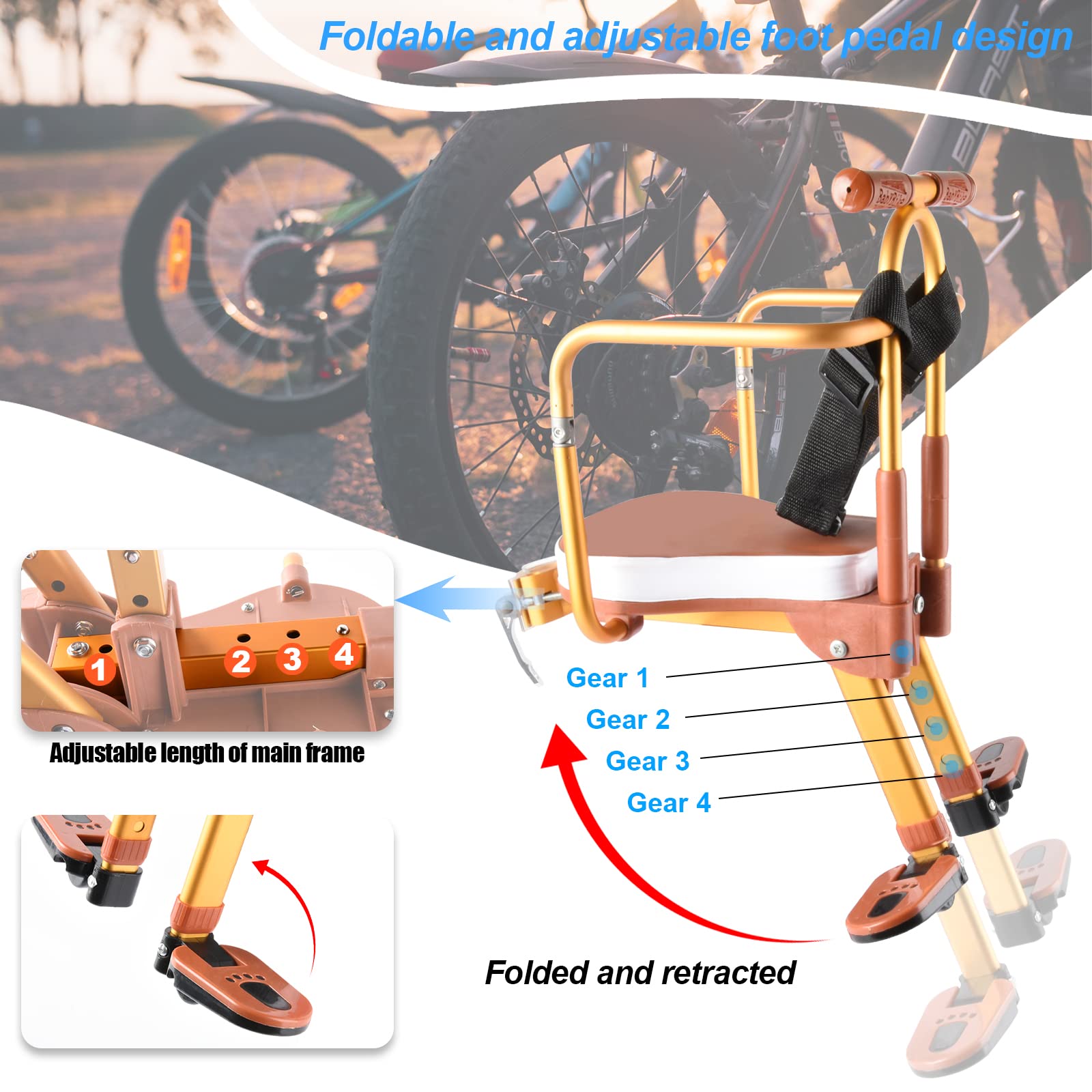 **Best Kids Bike Seat - Lightweight Aluminum Alloy Front Mount Child Bicycle Seat, Foldable & Portable for Boys & Girls - Perfect for Mountain, Hybrid Cruiser & City Bikes - Safe Riding for Family Outings & Commuting**