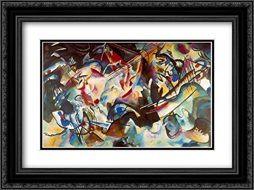Composition VI 24x18 Black Ornate Frame with Double Matted Museum Art Print by Wassily Kandinsky - Abstract Wall Art for Living Room, Office & Gallery Decor