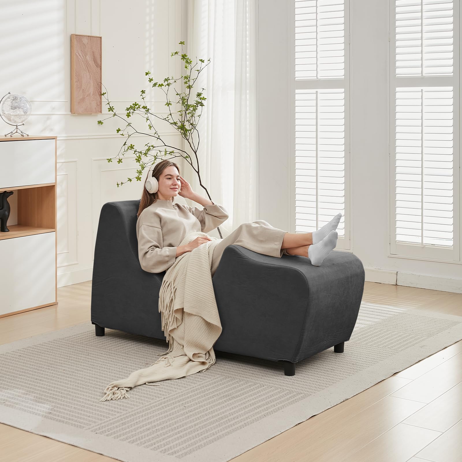 PUREMIND Ergonomic Chaise Lounge Chair with Pillow - Zero Gravity Recliner for Relaxing, Working & Reading - Perfect for Living Room, Bedroom, Study & Office - Comfortable Lounge Chair for Home & Workspace