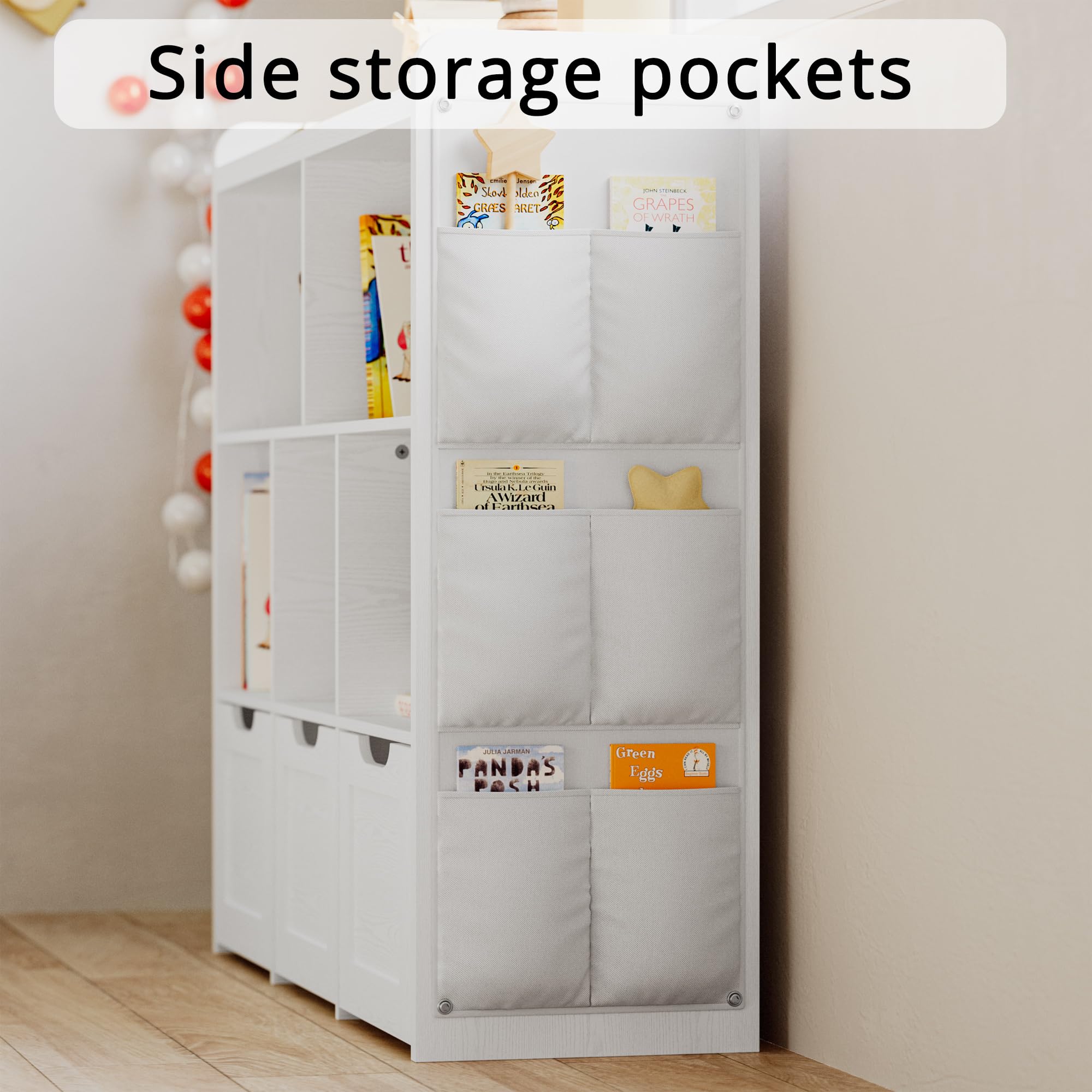 IRONCK 3-Tier Toy Storage Organizer with Movable Drawers & 5 Cubbies - Multifunctional Kids Floor Cabinet for Toys, Books & Clothes - Perfect for Bedroom, Playroom & Nursery - White