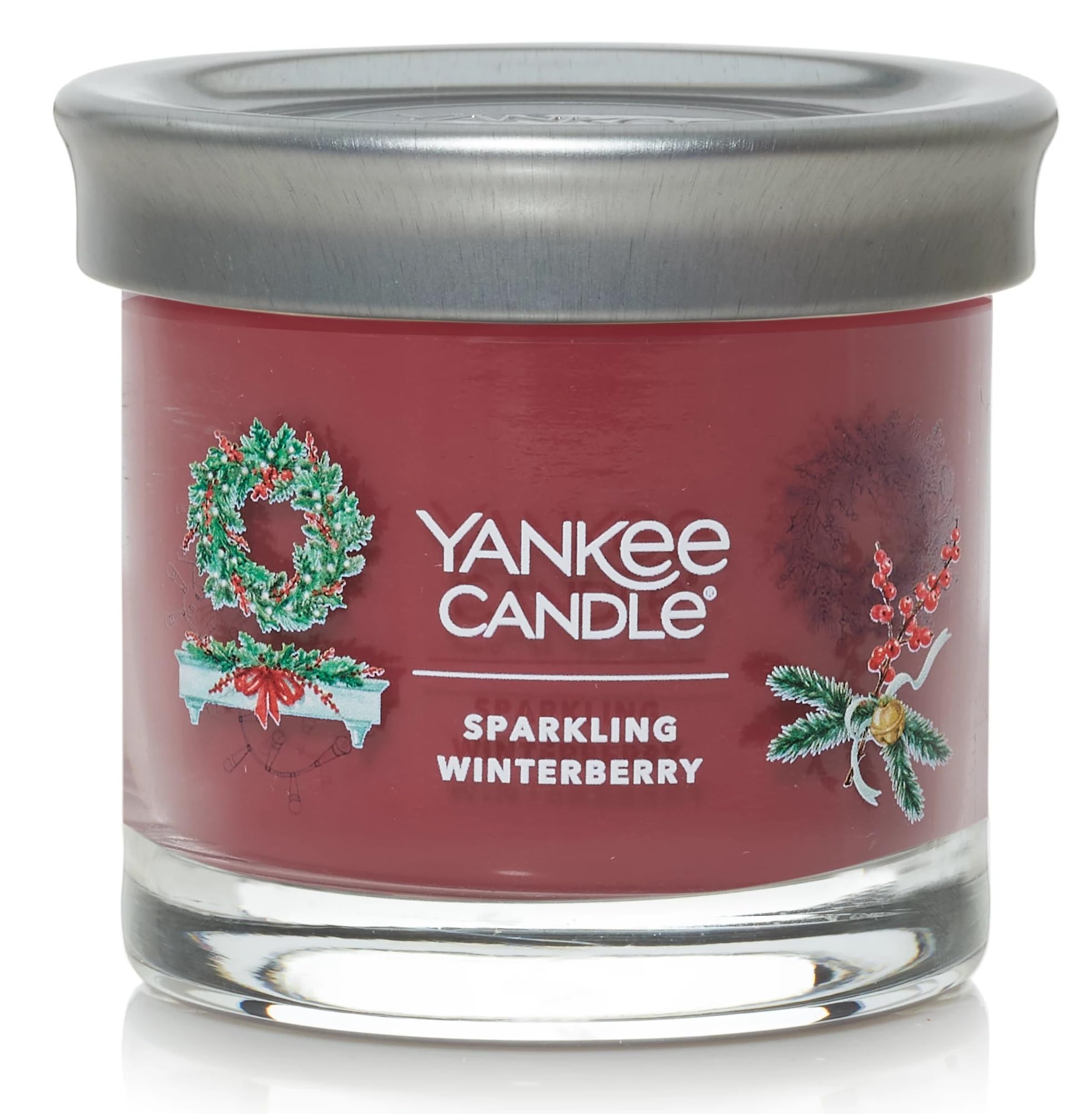 Yankee Candle Sparkling Winterberry Small Signature Tumbler Candle - Holiday Scented Candle for Christmas Decorations & Cozy Winter Nights