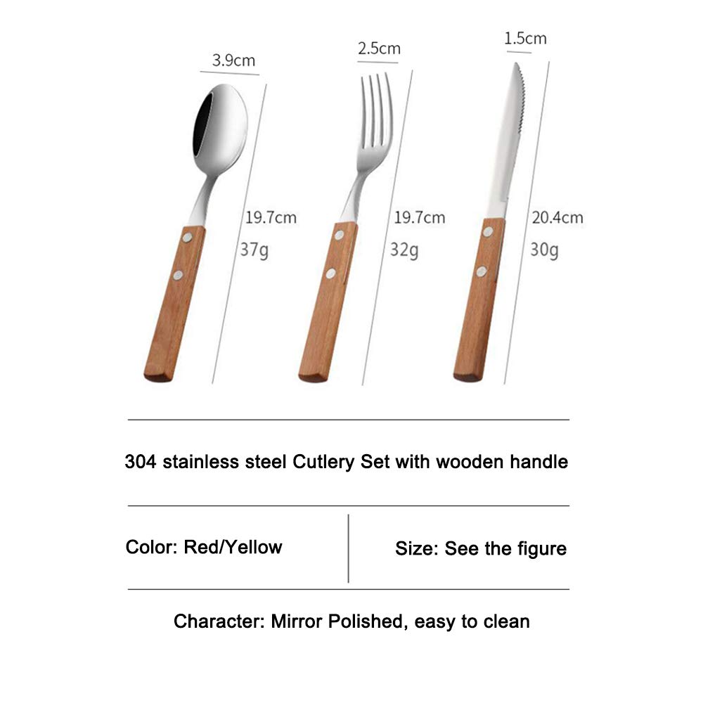 MOJIA Personalized Cutlery Set - Engraved Wooden Handle Stainless Steel Flatware with Spoon, Knife & Fork | Mirror Polished Custom Utensils | Perfect Wedding, Housewarming & Anniversary Gifts (Yellow Handle) for Dining, Picnics & Special Occasions