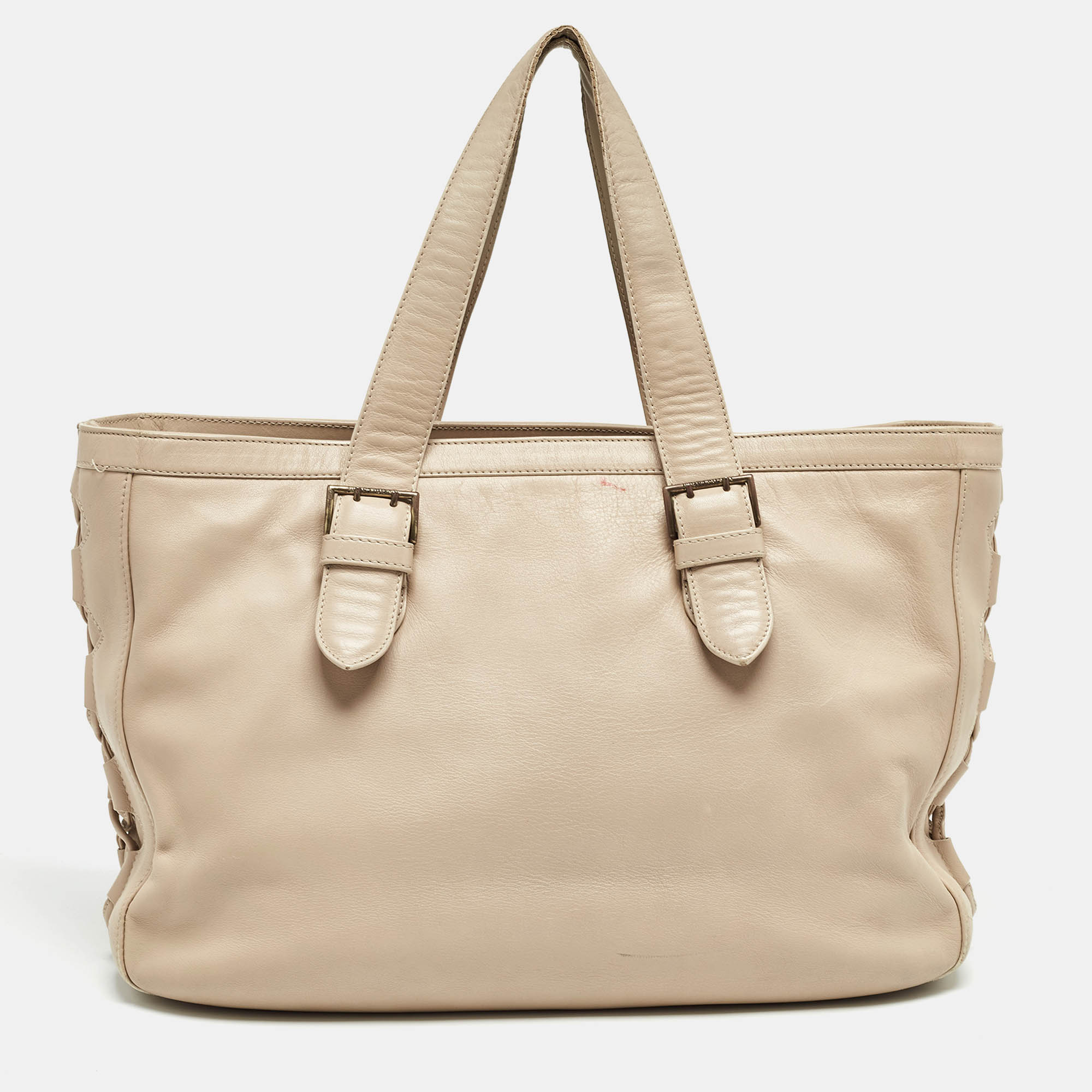 Beige Leather Middle Zip Tote Bag for Women - Stylish & Spacious Work Bag, Travel Purse, Everyday Handbag with Secure Zipper Closure | Perfect for Office, Commute & Weekend Outings
