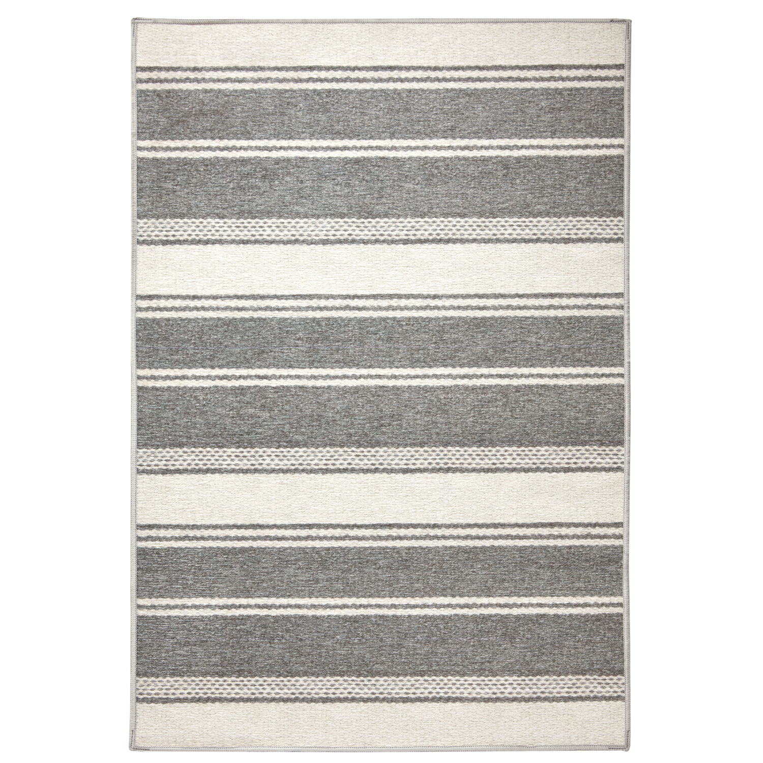 Dash & Albert Bowman Stripe Grey Washable Indoor/Outdoor Area Rug - Perfect for Living Room, Bedroom, Patio & High Traffic Areas