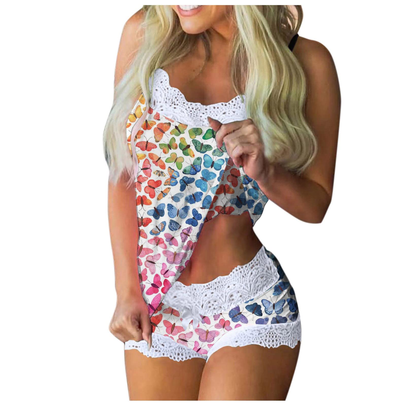 Sexy Lace Body Stockings for Women - Sleeveless Lingerie Set with Cami & Shorts, Comfortable Sleepwear & Pajamas for Romantic Nights & Special Occasions