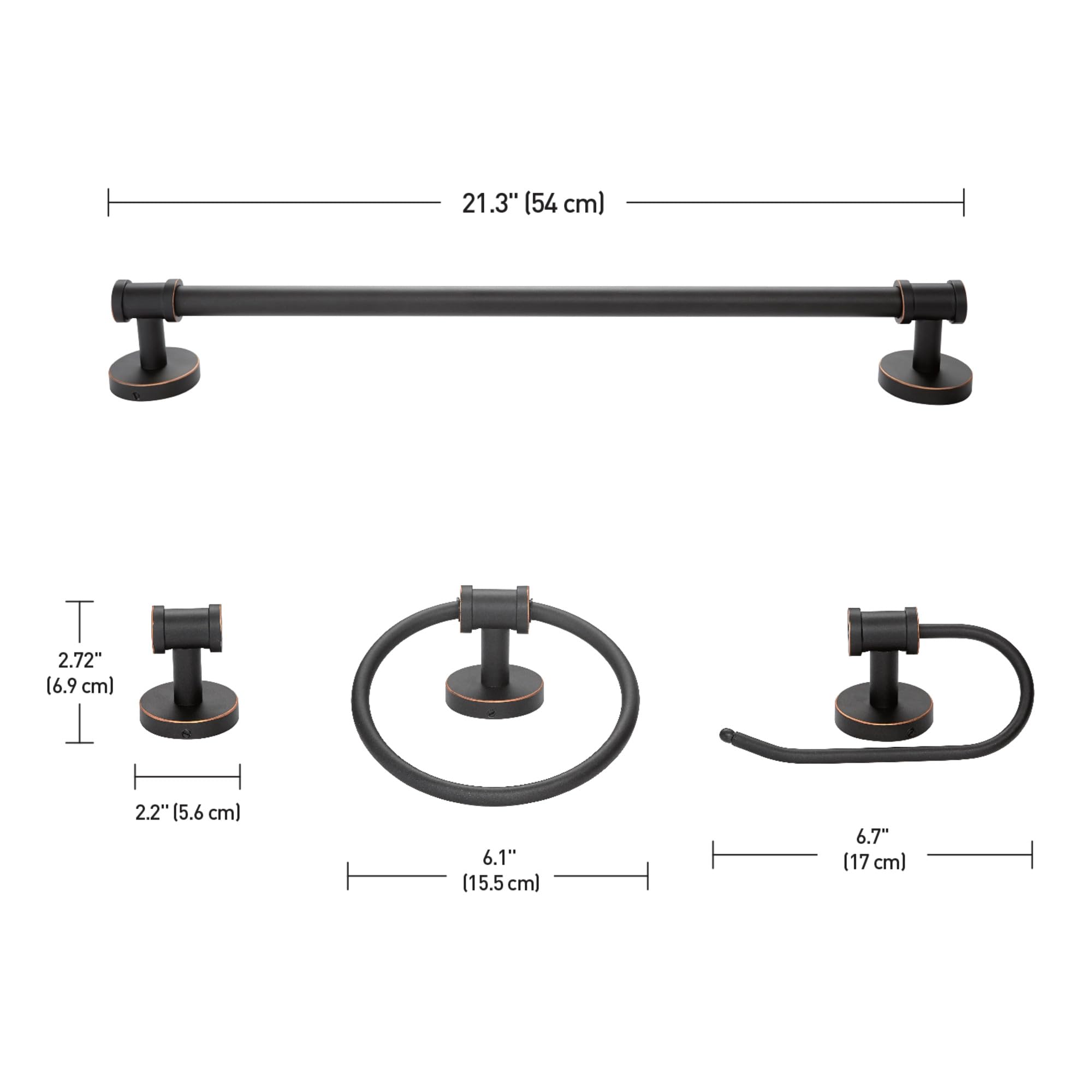 Globe Electric 51415 Camden 5-Piece Bathroom Set - 3 Vanity Lights with Seeded Glass Shades, Towel Bar, Ring, Robe Hook & Toilet Paper Holder in Bronze Finish | Perfect for Modern Bathroom Decor & Vanity Lighting