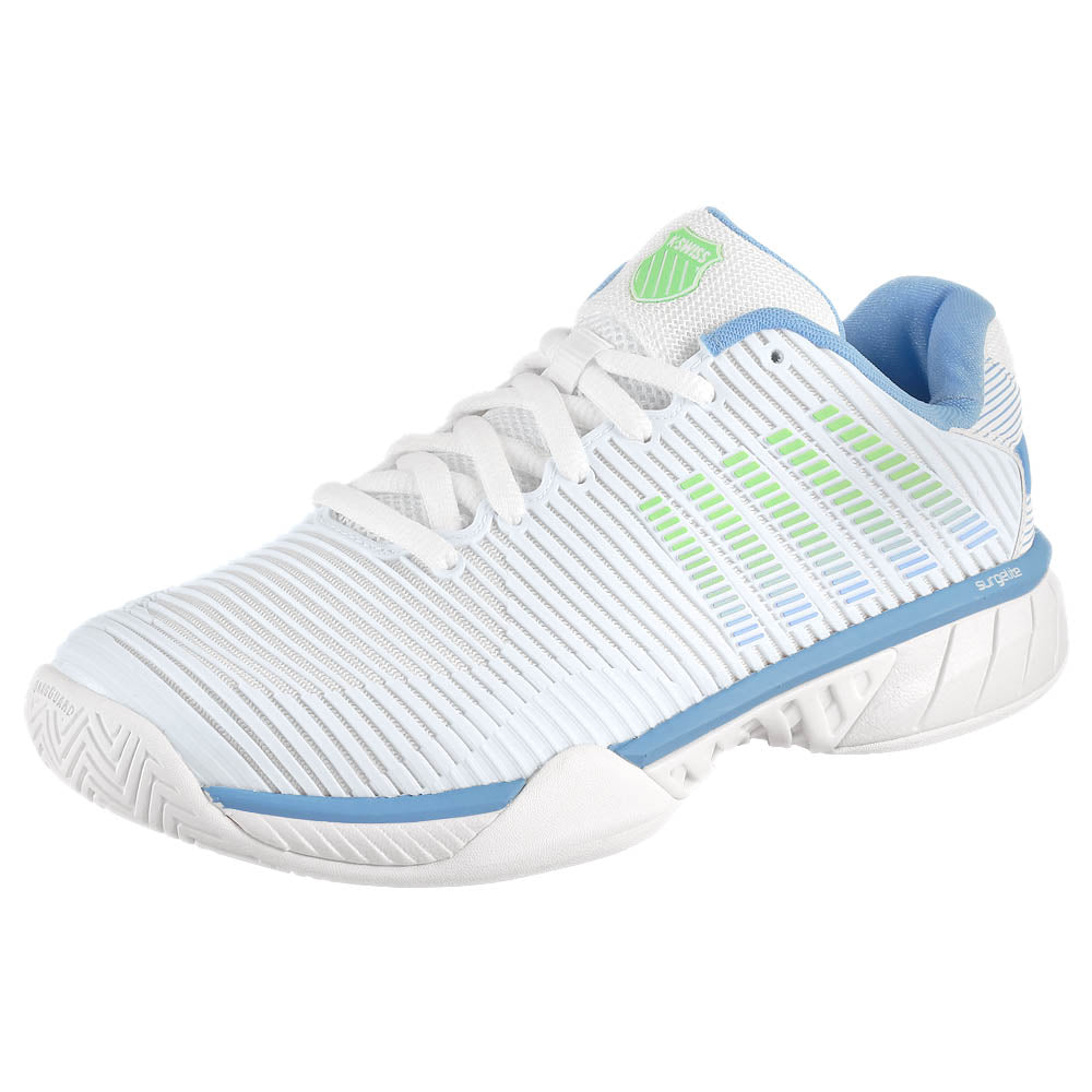 K Swiss Women's Hypercourt Express 2 Tennis Shoes - Lightweight & Breathable Sneakers for Women in Lucent White/Dutch Canal | Perfect for Court Sports, Gym Workouts & Casual Wear