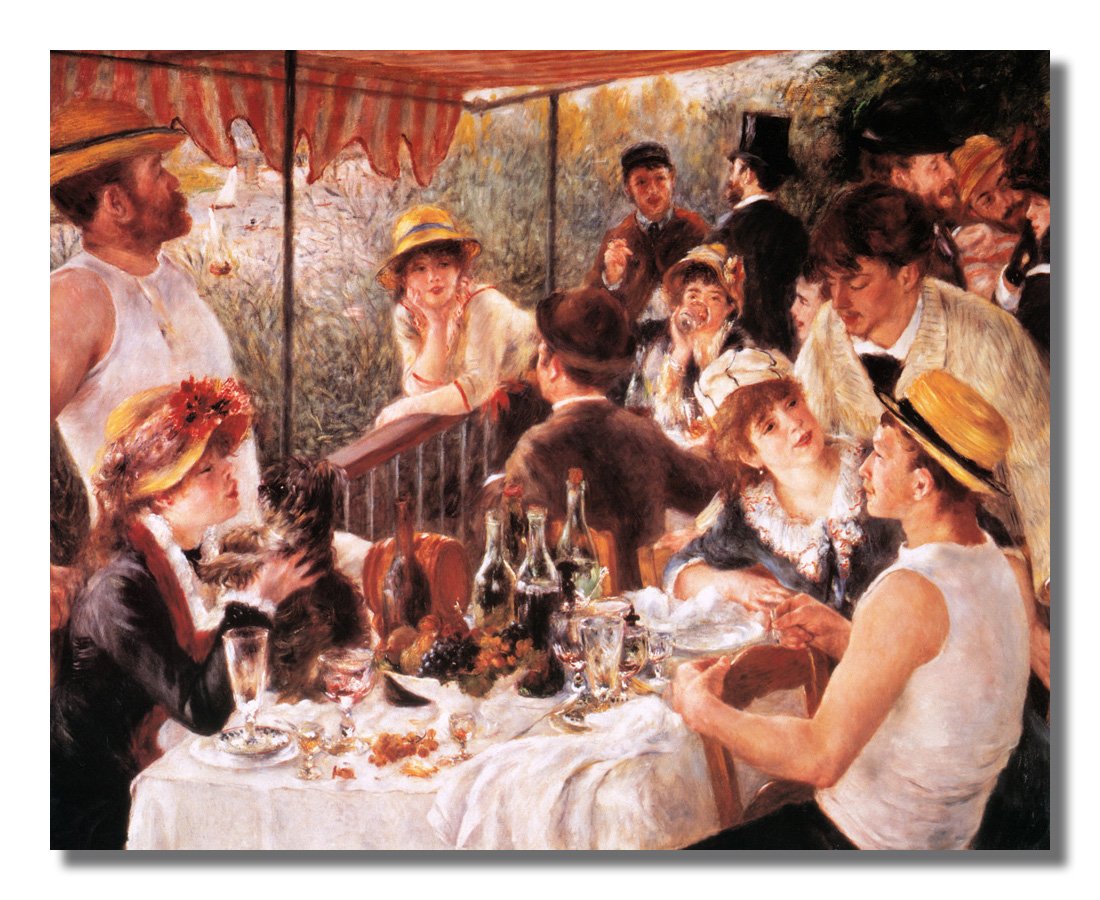 Renoir 'Luncheon of The Boating Party' Art Print - Gallery Quality Framed Picture with Honey Mat for Wall Decor | Perfect for Living Room, Dining Room & Office Artwork