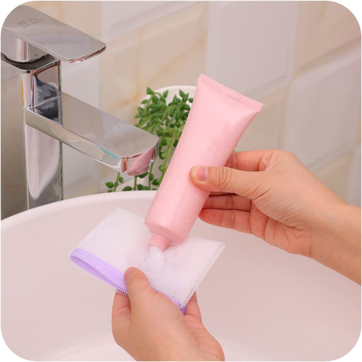 Baluue 10-Pack Mesh Soap Saver Bags - Reusable Facial & Body Cleansing Pouches for Exfoliating, Travel & Eco-Friendly Bath Accessories