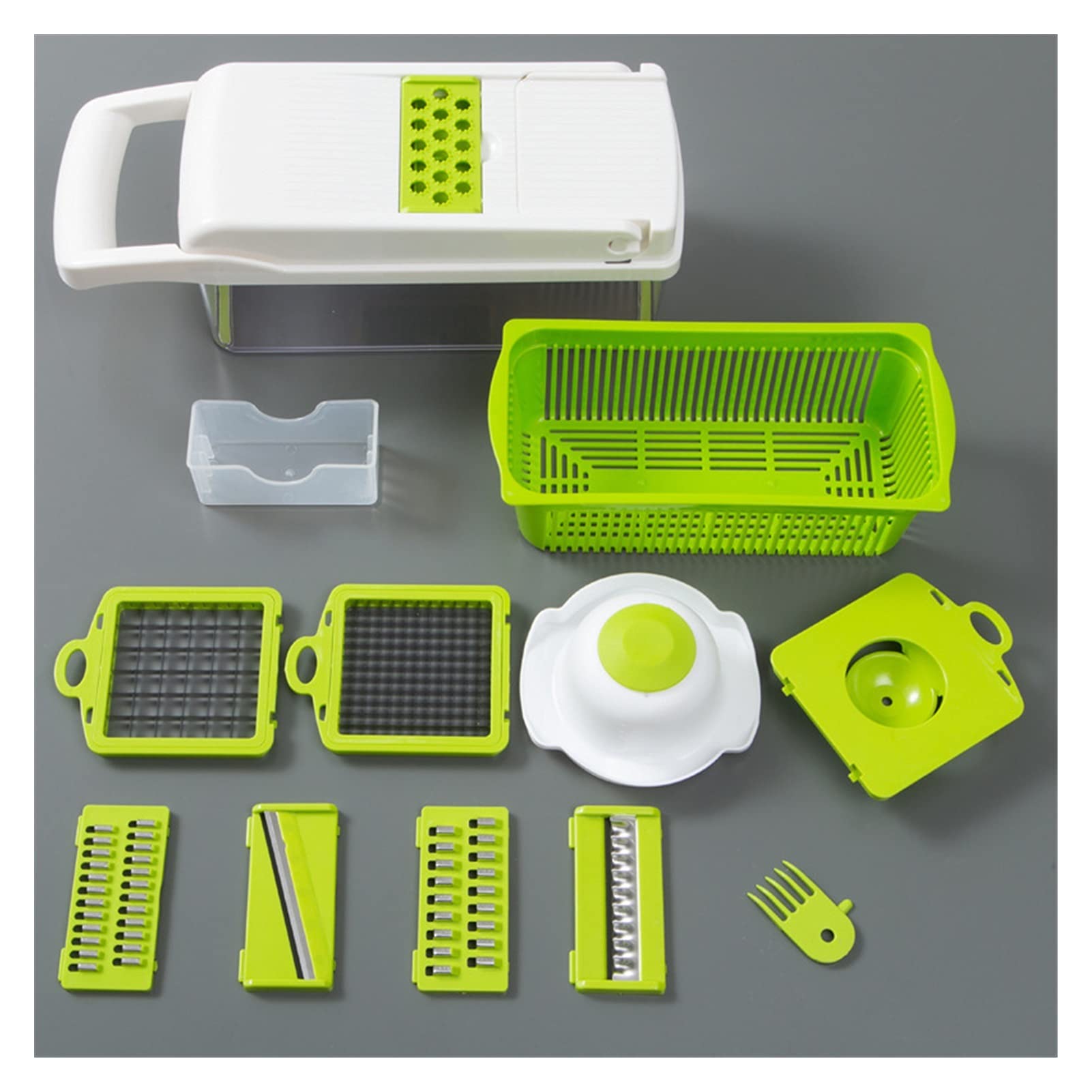 8-in-1 Multifunctional Vegetable Cutter & Food Slicer - Potato Peeler, Carrot Grater, Onion Slicer - White Kitchen Accessories for Salad Prep, Meal Prep & Healthy Cooking