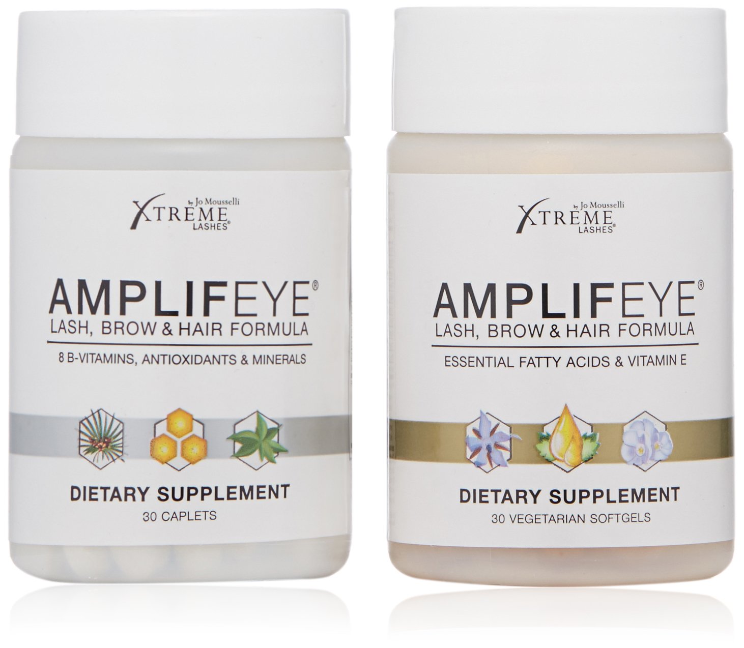 Xtreme Lashes Amplifeye Lash, Brow & Hair Growth Supplement - Vitamin Enriched Formula with Biotin & Natural Botanicals - 2 Pack (60 Capsules) for 30 Day Supply - Enhance Eyelashes, Eyebrows & Hair Health for Women & Men