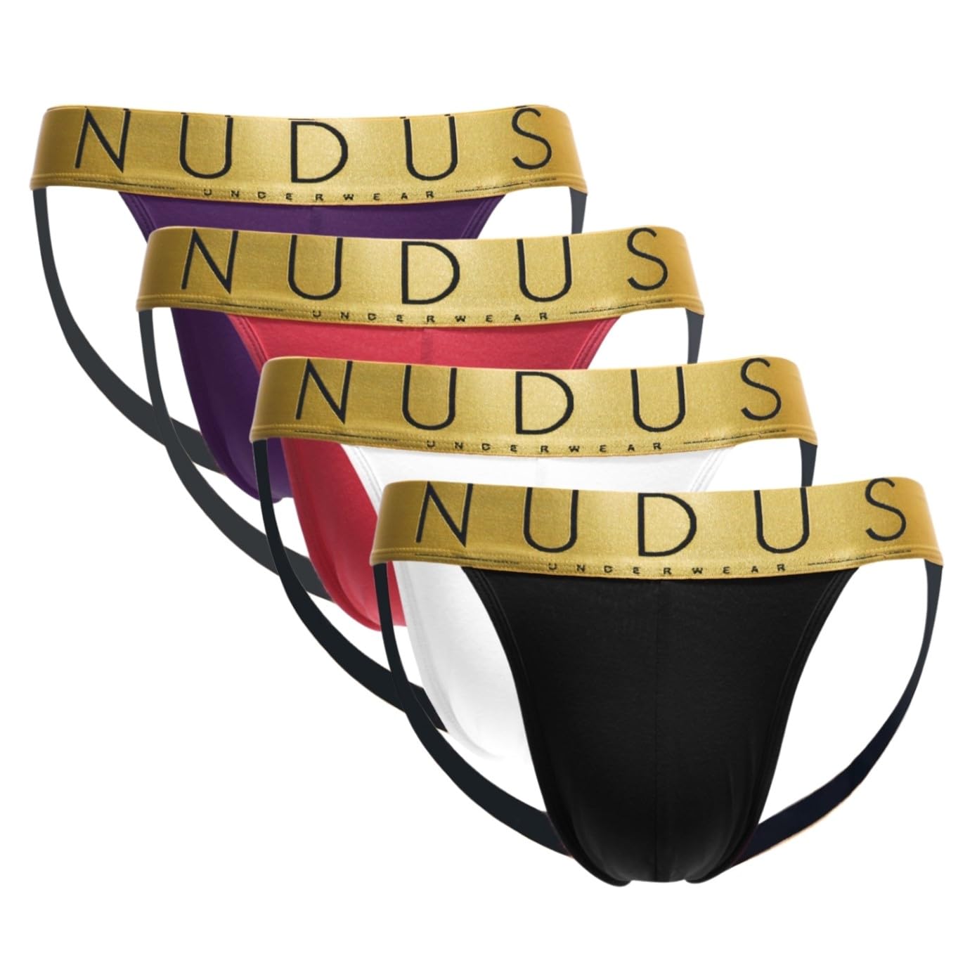 NUDUS Men's Cotton Jockstraps - 4 Pack Breathable Athletic Underwear Support with Gift Box | Comfortable for Gym, Running & Sports Activities