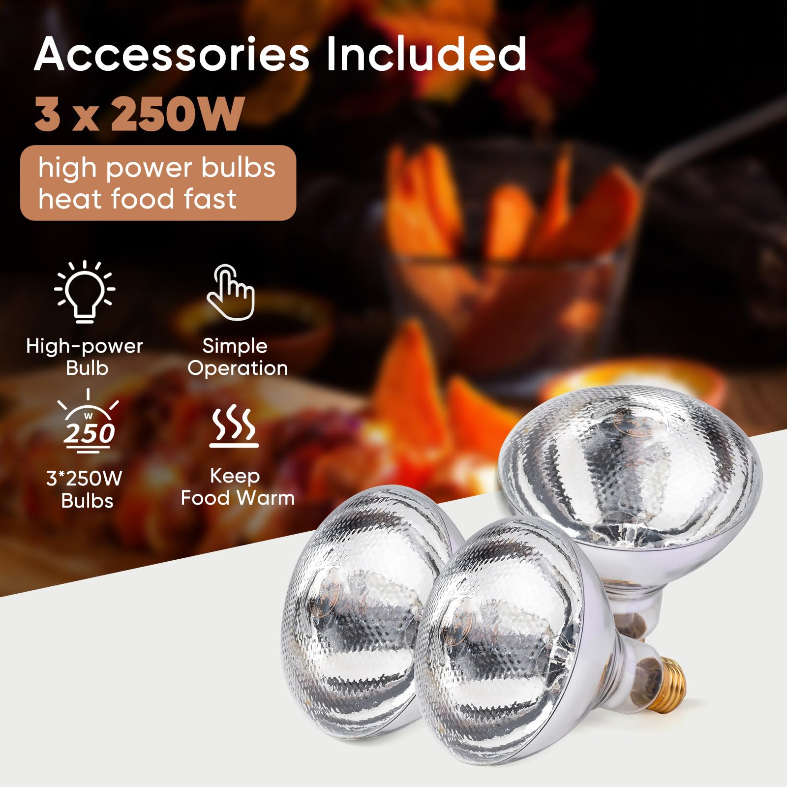 Commercial Food Warming Lamp - Soko Dual 250W Heat Lamp with 360° Adjustable Head for Buffets, Restaurants & Home Kitchens | Rose Gold Food Warmer for Parties, Catering & Food Display