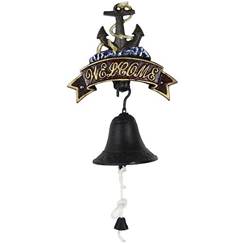 Vintage Nordic Style Brown Metal Iron Door Bell - Wireless Wall Mount Cast Iron Welcome Bell for Porch, Garden & Home Decoration | Perfect for Farmhouse, Cottage & Rustic Outdoor Decor