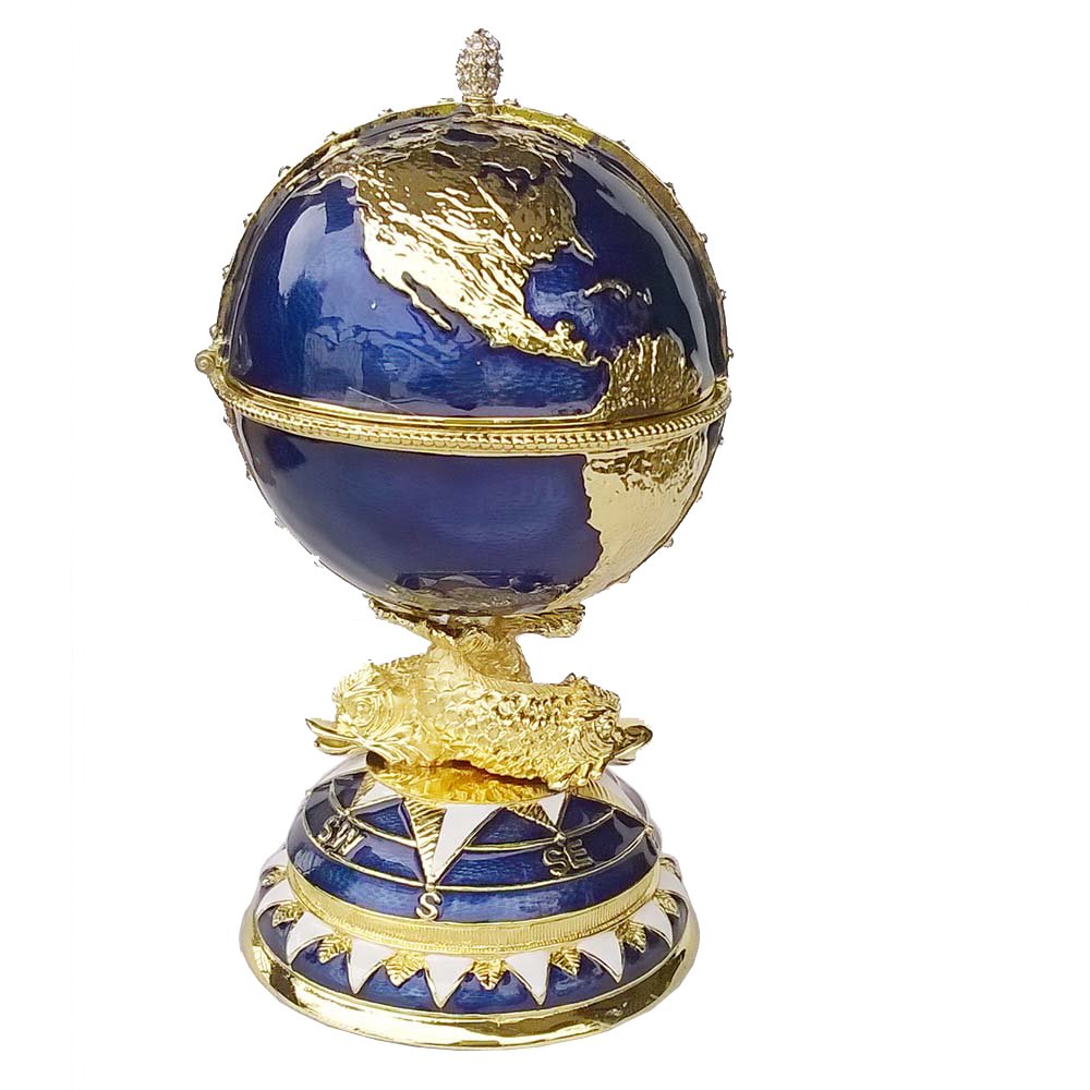 Hand-Painted Faberge Egg Jewelry Box with Hinged Lid - Decorative Trinket Box for Rings & Earrings - Easter Egg Collectible & Home Decor Gift - Perfect for Jewelry Storage, Easter Decorations, and Vintage Collectors