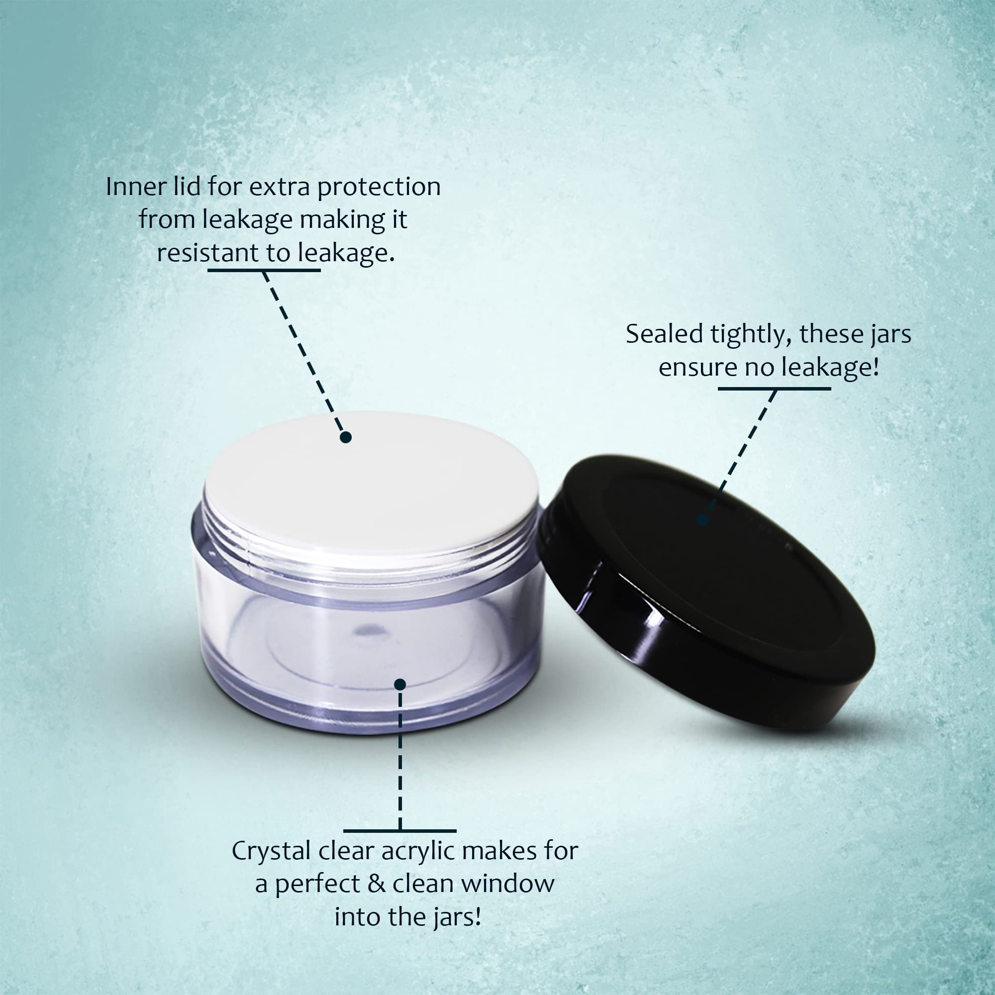NSB Herbals 12-Pack Clear Acrylic Jars with Black & White Lids (50g) - Perfect for Lip Balm, DIY Skincare, Body Butter & Cream Storage | Ideal for Home Crafting, Beauty Products & Small Batch Cosmetics