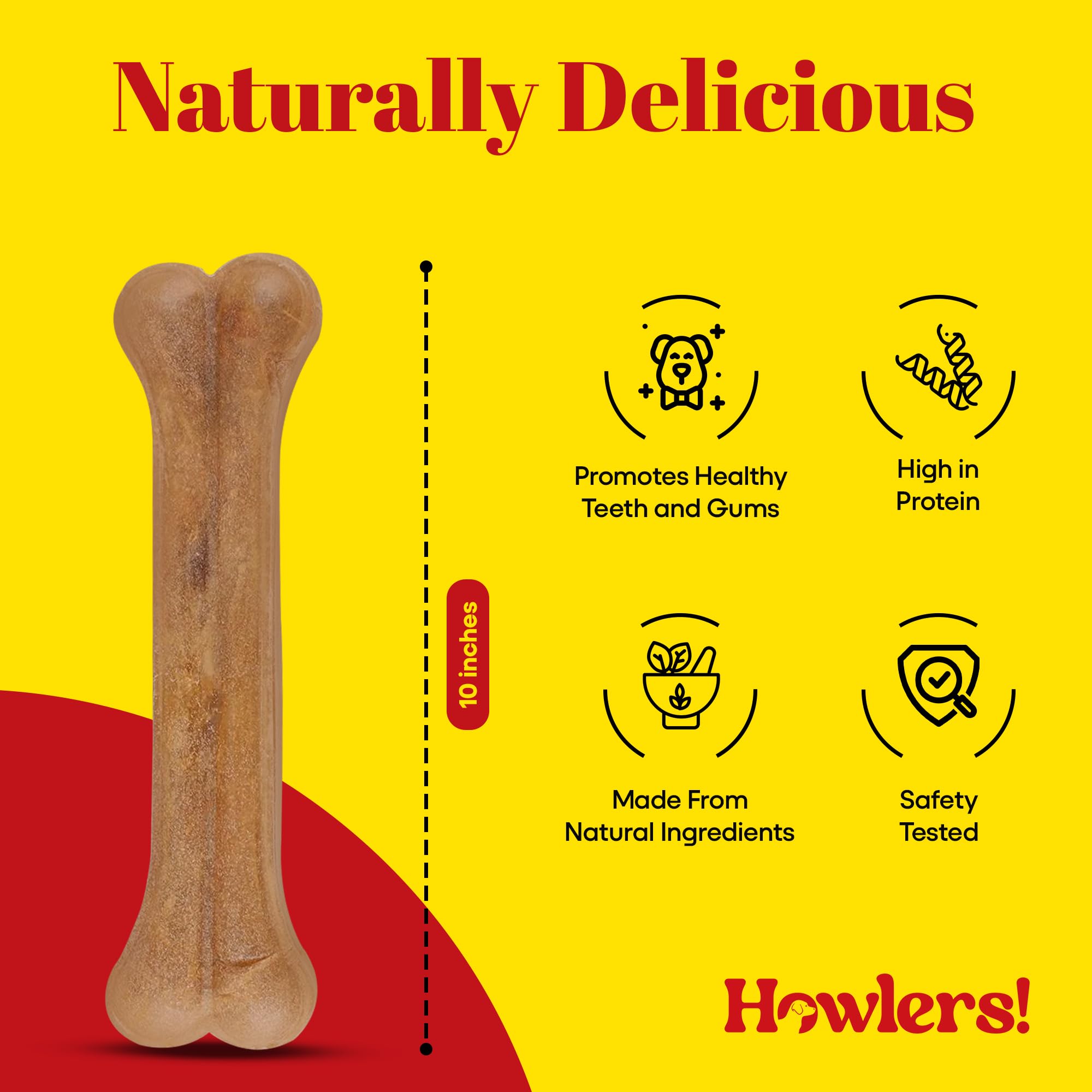 10 Inch Natural Giant Pressed Dog Bones - Pack of 10 | Long-Lasting Rawhide Chews for Dogs | All-Natural Ingredients | Perfect for Aggressive Chewers & Dental Health