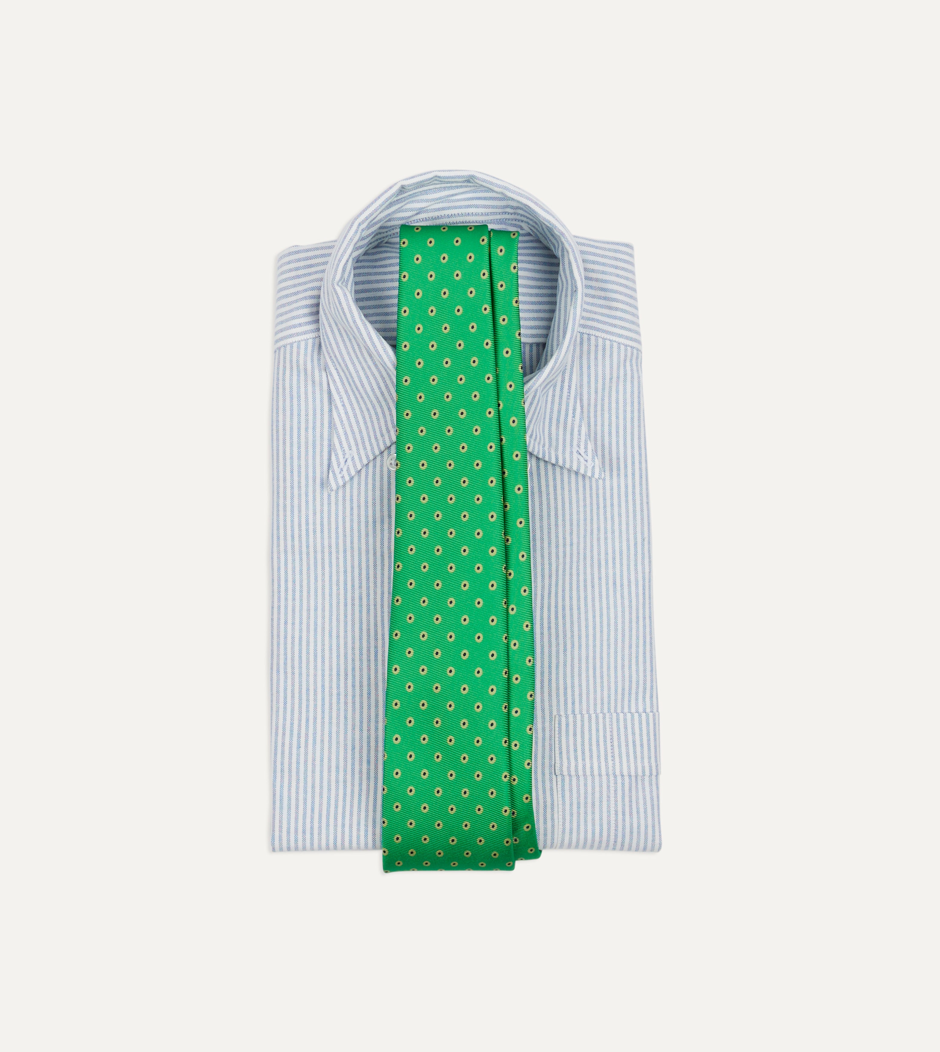 Elegant Green Circular Dot Silk Self-Tipped Necktie for Men - Perfect for Business, Weddings & Formal Events