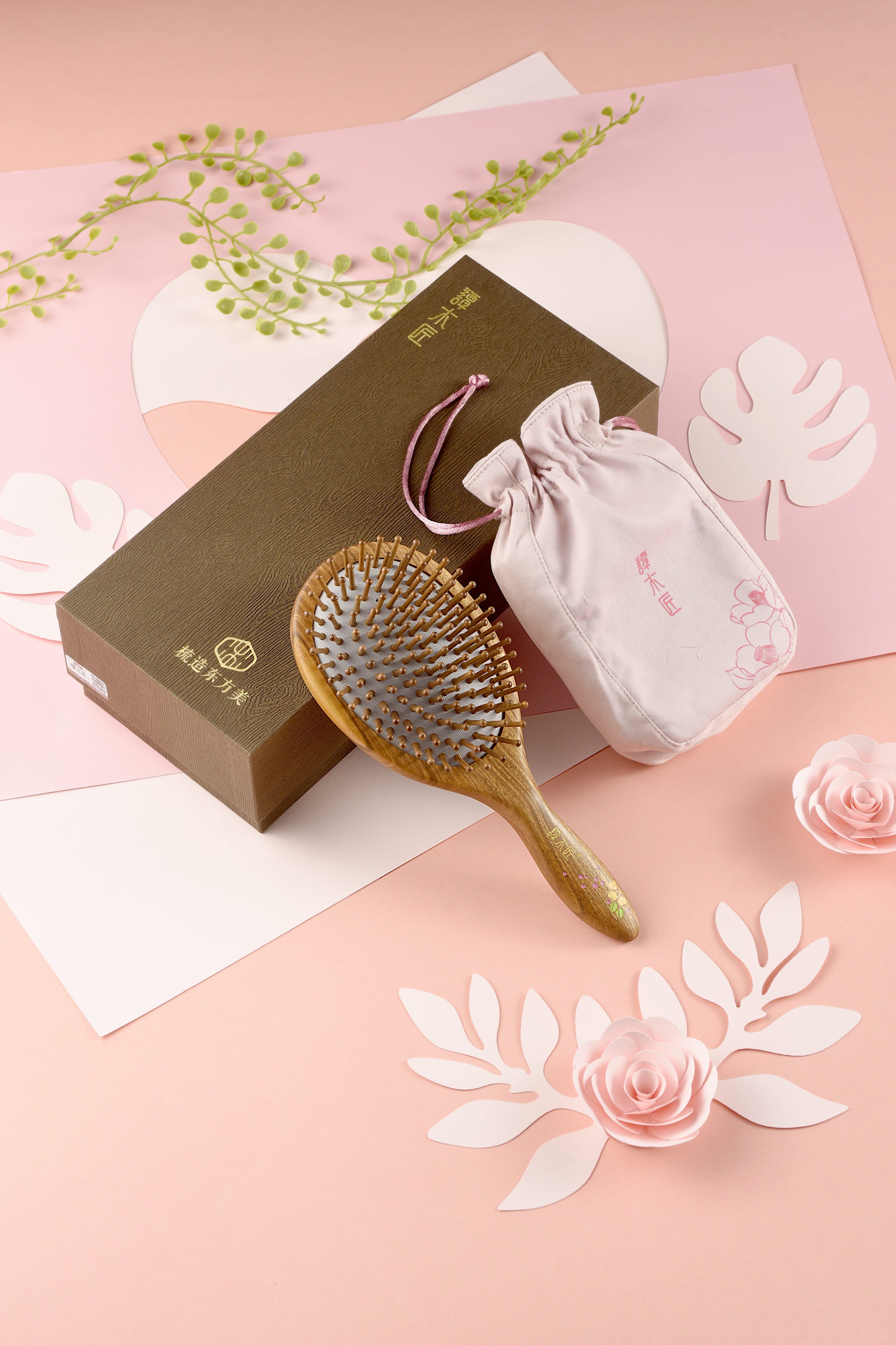 Verawood Cushion Hair Brush - Gentle Detangling & Styling for All Hair Types - Perfect for Home, Salon & Travel Use