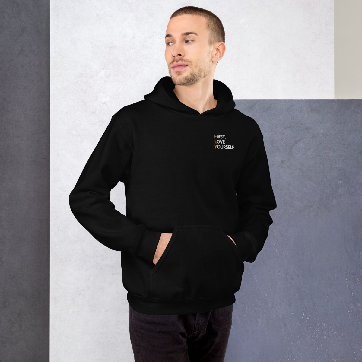 Love Yourself Embroidered Unisex Hoodie - Comfortable Cotton Pullover Sweatshirt for Men & Women - Perfect for Casual Wear, Gifts, and Self-Care Days