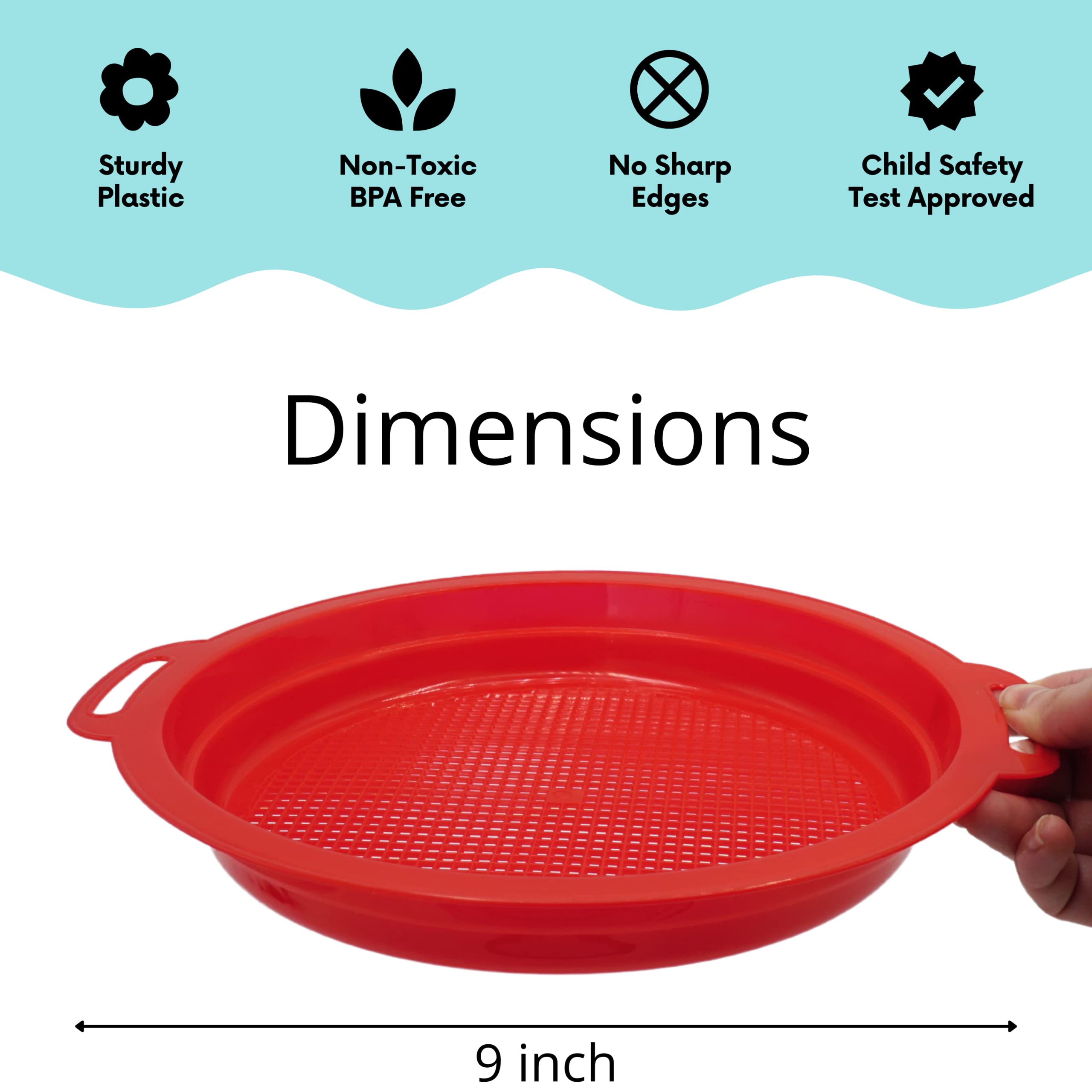4 Pack Large Sand Sifter for Beach & Sandbox - Shark Teeth, Rocks & Plastic Finder - Durable Sand Toys for Kids & Toddlers - Perfect for Beachcombing, Treasure Hunting & Outdoor Play