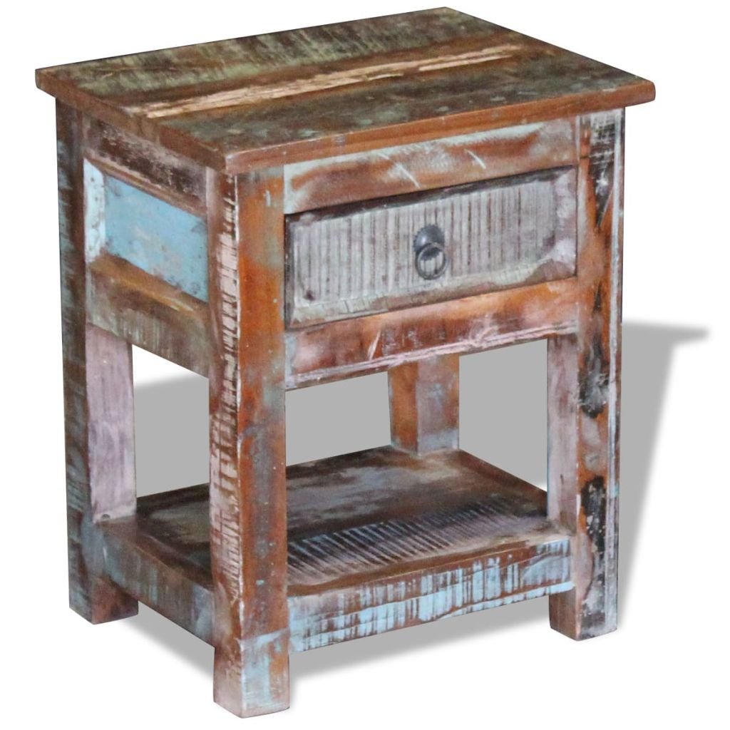 vidaXL Wooden Nightstand with Drawer - 17x13x20 Inch Bedside Table, Sofa Side Table with Storage Cabinet, Sturdy Frame & Elegant Design for Bedroom, Living Room - Perfect for Holding Lamps, Books & Bedroom Essentials