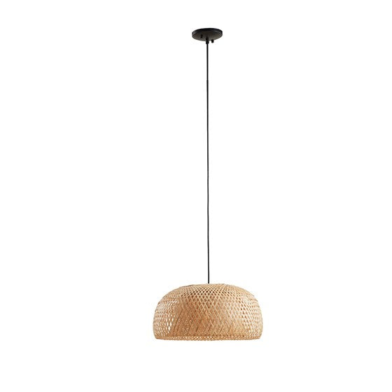 Astrid Bowl Shaped Bamboo Pendant Light - Natural Rattan Hanging Lamp for Dining Room, Bedroom & Boho Home Decor