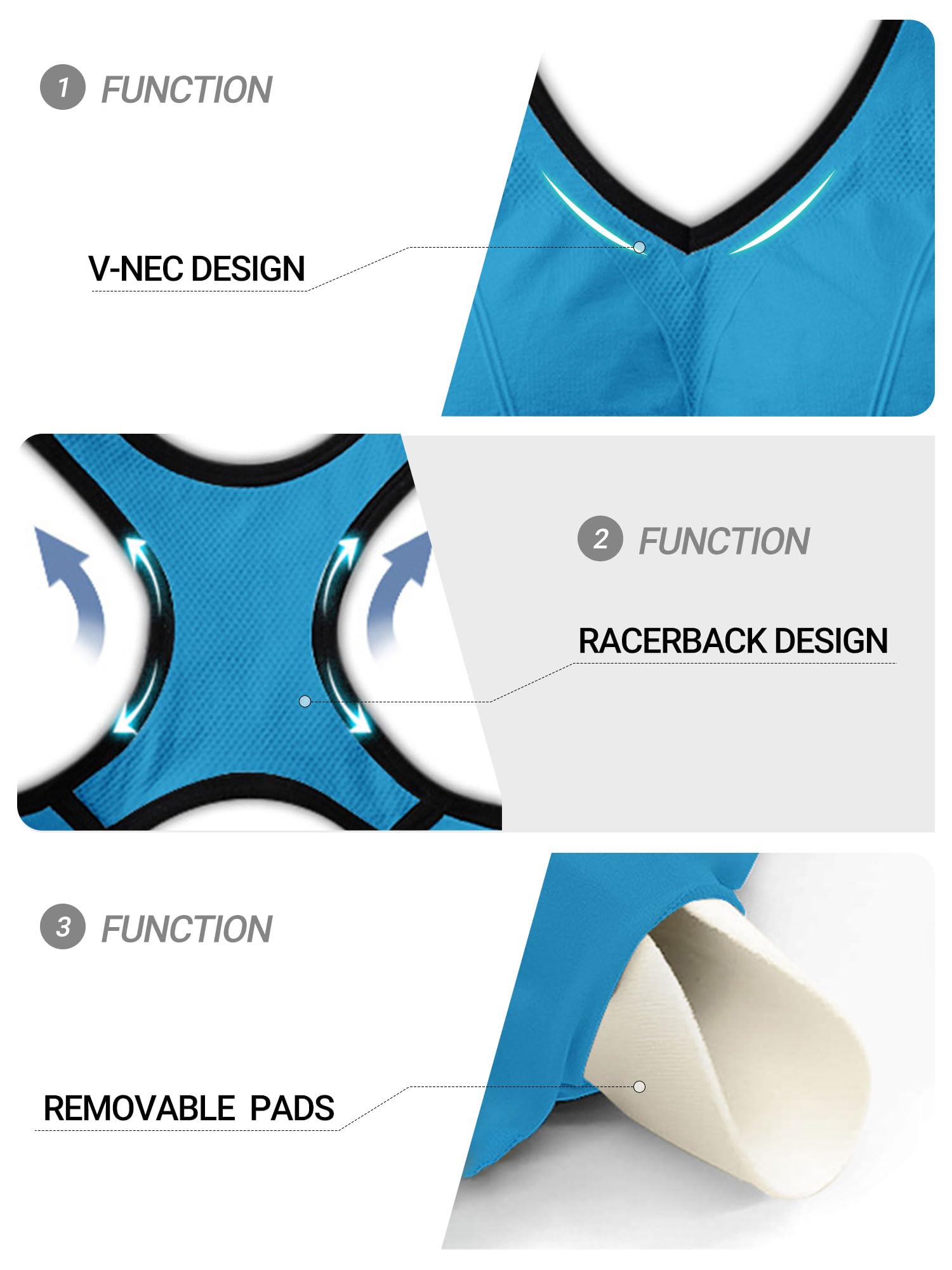 High Impact Racerback Sports Bras for Women with Removable Pads - Supportive Workout Bra for Running, Yoga & Gym - Moisture Wicking Athletic Tank Top for Active Lifestyles
