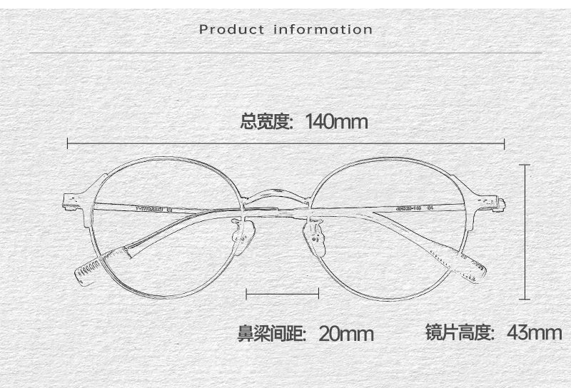 Black Unisex Full Rim Round Titanium Eyeglasses 81001 - Lightweight Durable Frame for Work, Reading & Fashion | Trendy Round Glasses for Men & Women