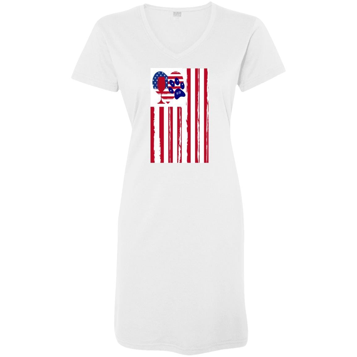 American Flag Wine Paw Heart V-Neck Jersey Beach Cover Up for Women - Perfect for Pool Parties, Summer Outings & Casual Wear