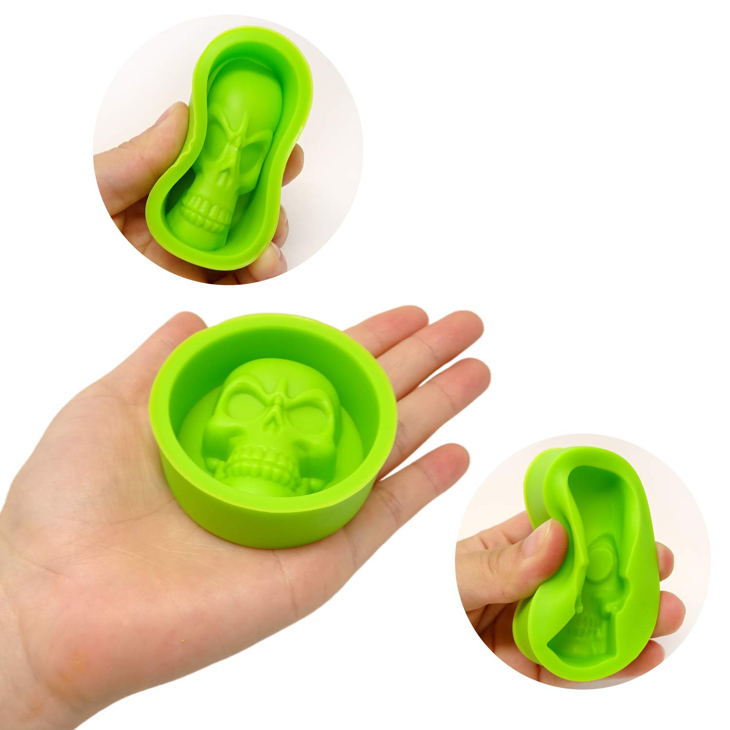 Honbay 4PCS Halloween Skull Head Silicone Molds Set - Chocolate Candy, Fondant, Baking, Ice Cube & Clay Molds for Cake Decorating, Handmade Soap, Pudding & Jelly - Perfect for DIY Crafts & Holiday Baking