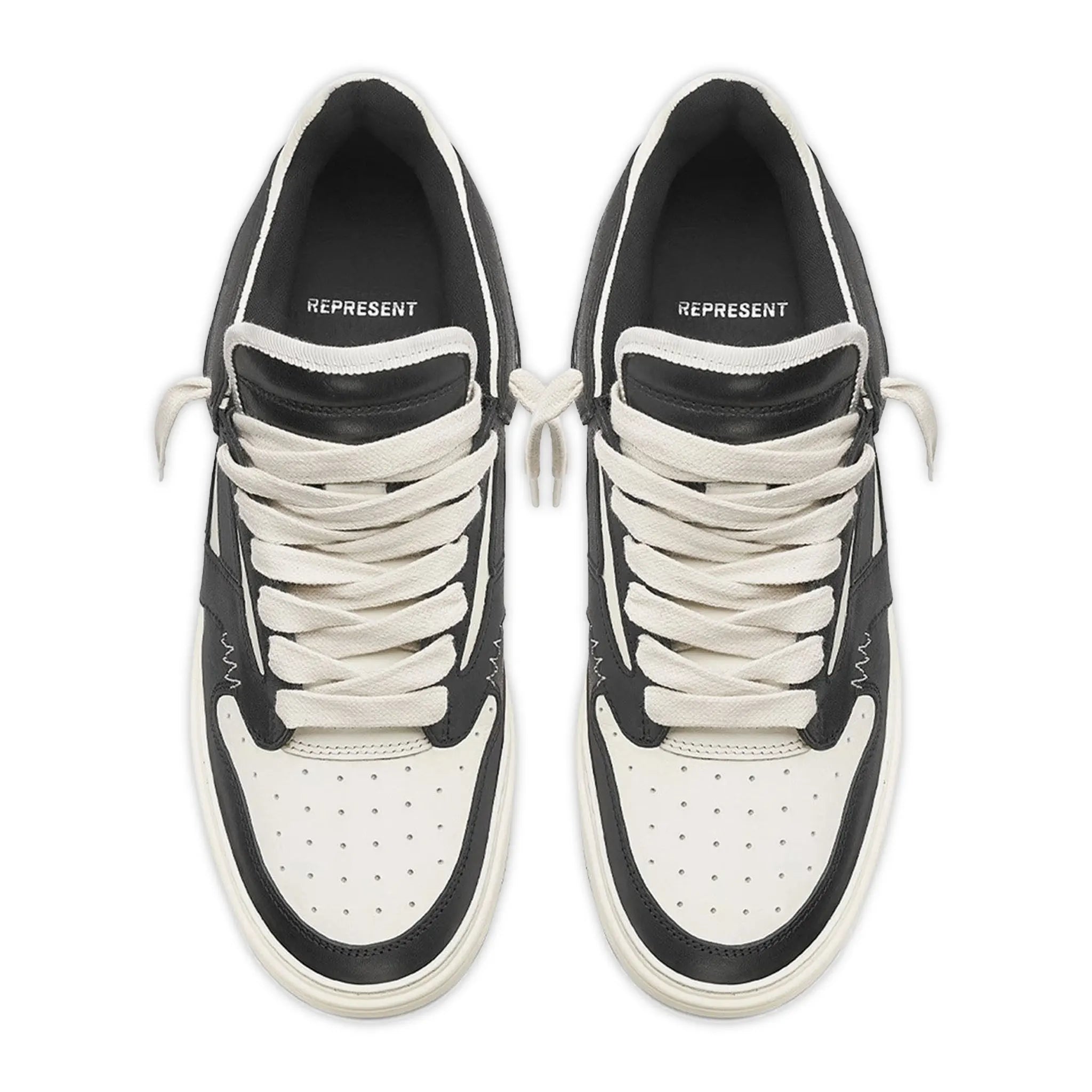 Represent Reptor Low Black Vintage White Sneakers - Retro Style Men's Casual Shoes for Everyday Wear & Street Fashion