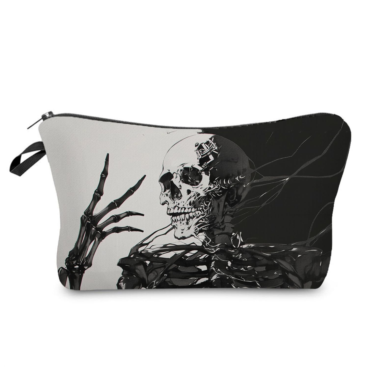 Gothic Skeleton Makeup Bag - Cute Skull Cosmetic Organizer with Zipper for Travel Toiletry | Halloween Birthday Gift for Women & Gothic Lovers | Perfect for Travel, Cosmetics Storage & Gothic Themed Parties
