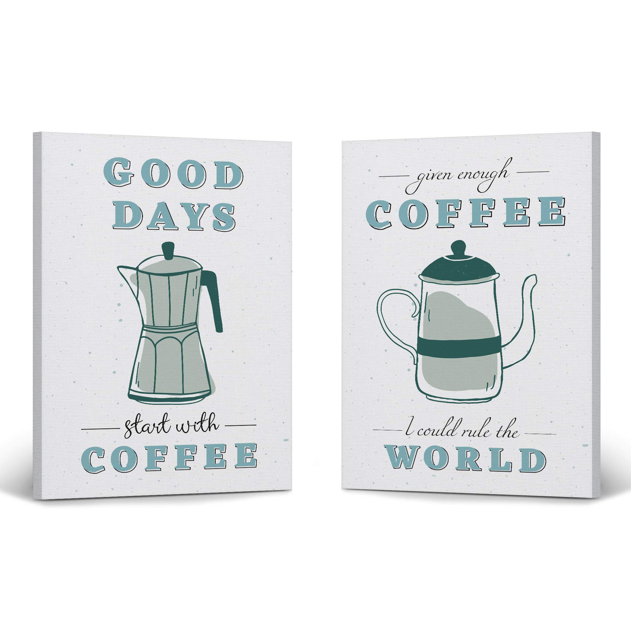 Good Days Start with Coffee - 2 Panel Canvas Wall Art Set (40x30 inches) | Inspirational Kitchen Decor, Farmhouse Sign, Office & Restaurant Decor | Perfect Gift for Coffee Lovers, Home & Dining Room Decoration