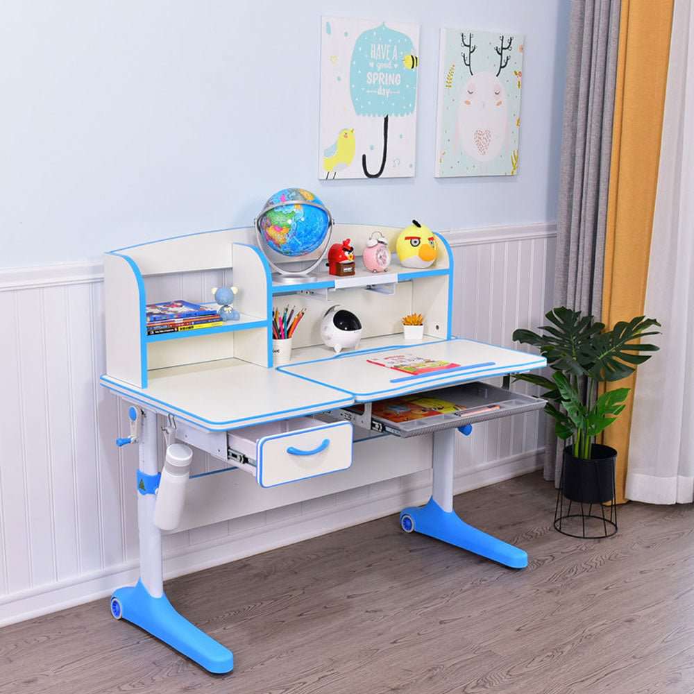 Adjustable Kids Study Desk 120cm Height Ergonomic Children's Learning Table Pink - Perfect for Homework, Drawing & Online Classes in Bedroom or Playroom