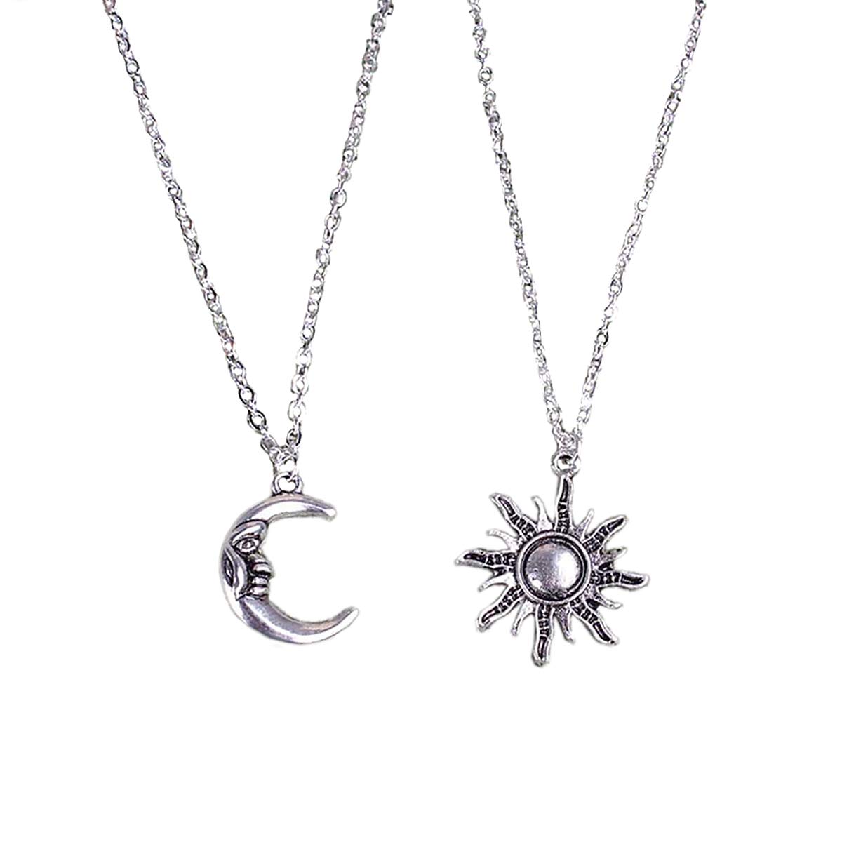 2 Pcs Sun and Moon Necklace Set - Best Friend Necklaces for Women, Celestial Crescent Moon & Sun Charm Jewelry, Valentine's Day Gift for Her, BFF Matching Necklaces for Couples, Sisters & Best Friends | Perfect for Anniversaries, Birthdays & Friendship Day Gifts
