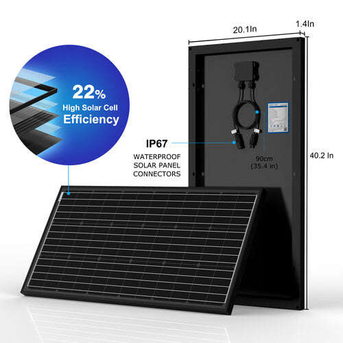 Acopower 100W Monocrystalline Solar Panel with 300Ah/1.5kW LiFePO4 Battery (3x100Ah) - Perfect for RV, Marine, and Off-Grid Power Systems