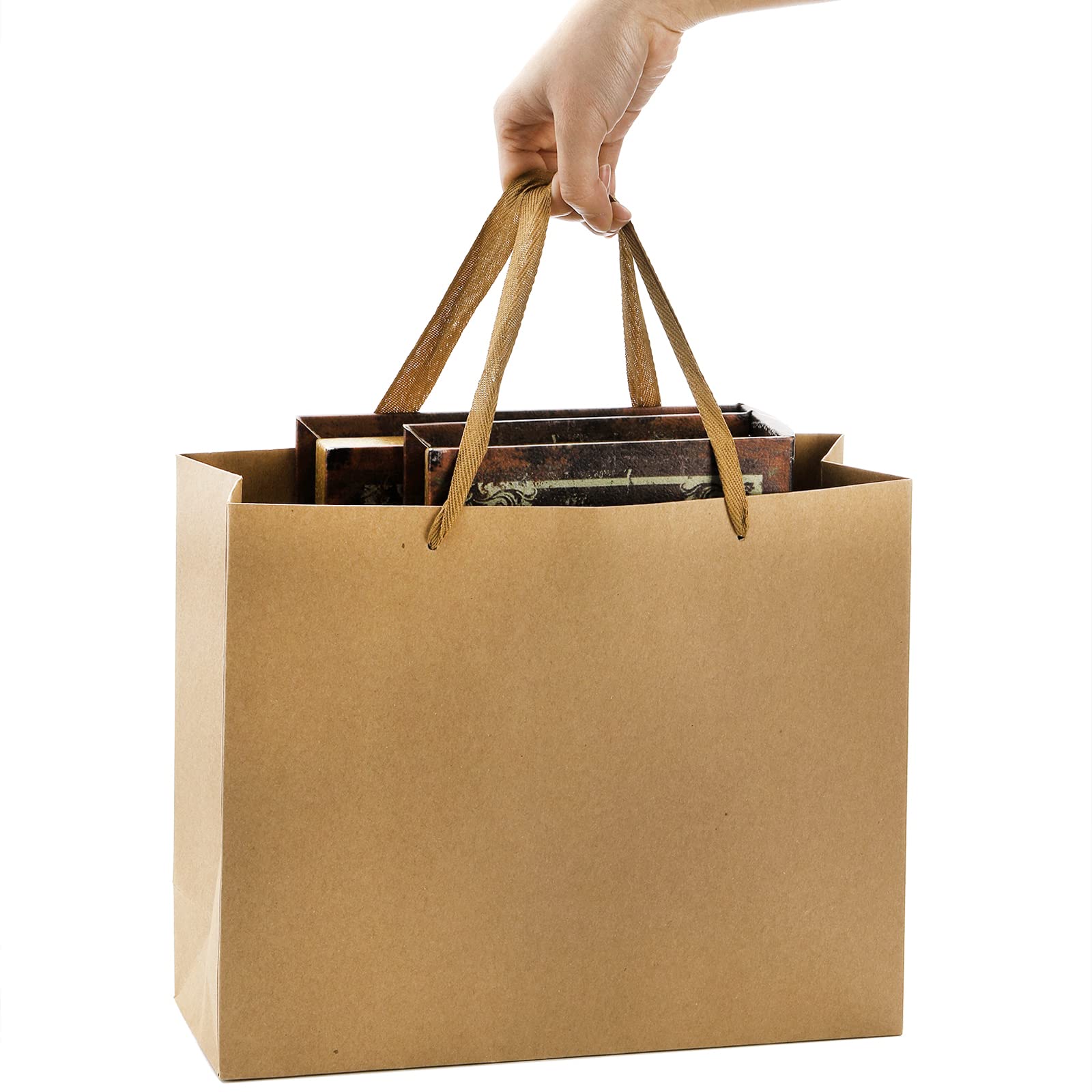 Lyellfe 45-Piece Brown Kraft Gift Bags with Handles - Heavy Duty Recycled Shopping Bags Bulk Pack for Retail, Valentines Day, Birthday & Wedding - Perfect for Party Favors, Store Merchandise & Gift Packaging
