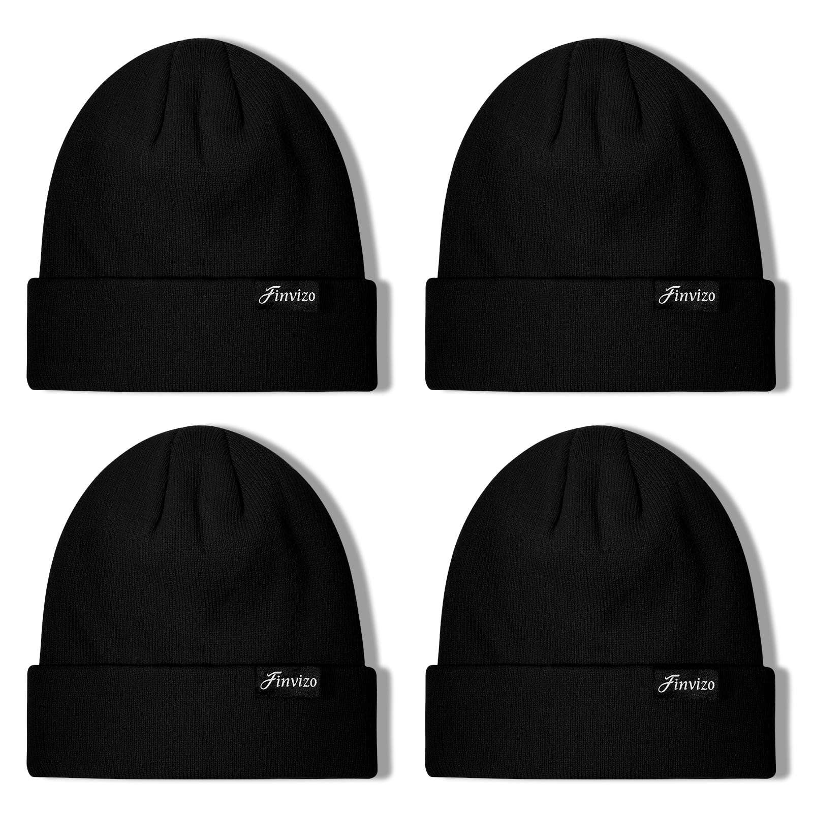 4 Pack Unisex Winter Beanie Hats for Men & Women - Warm Knit Cuffed Skull Caps for Cold Weather | Perfect for Skiing, Snowboarding & Outdoor Activities
