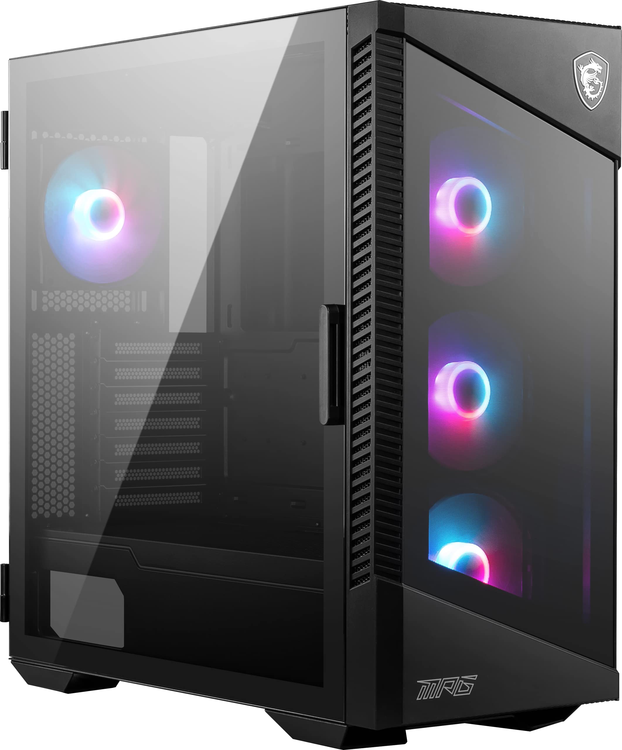MSI MPG Velox 100R Mid-Tower Gaming PC Case with Tempered Glass Side Panel - 4 x 120mm ARGB Fans, 360mm Liquid Cooling Support, Mesh Front Panel for Optimal Airflow - Perfect for High-Performance Gaming Rigs and Custom PC Builds
