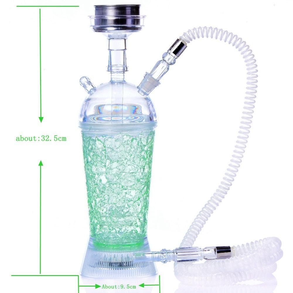 LED Light Up Acrylic Hookah Set with Stainless Steel Bowl, Hose & Charcoal Holder | Glow in The Dark Shisha Water Pipe for Parties & Home Relaxation | Jelly Hookah Bottle & Chicha Narguile Accessories