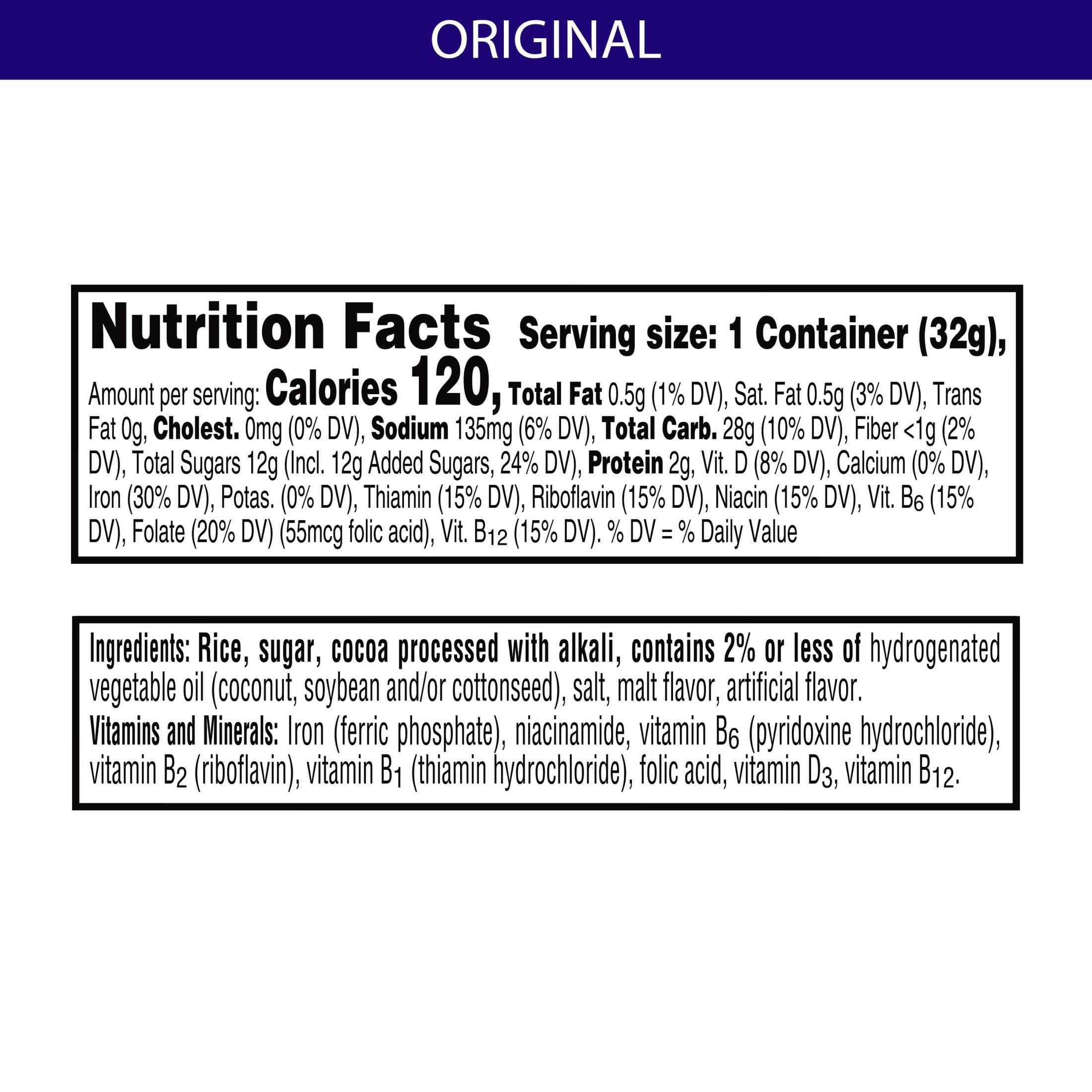Kellogg's Cocoa Krispies Cold Breakfast Cereal - 6.75lb Bulk Case (96 Single-Serve Bowls) | Chocolate Rice Krispies for Kids | School Lunch & After-School Snacks | Family Breakfast & Quick Morning Meal Solution