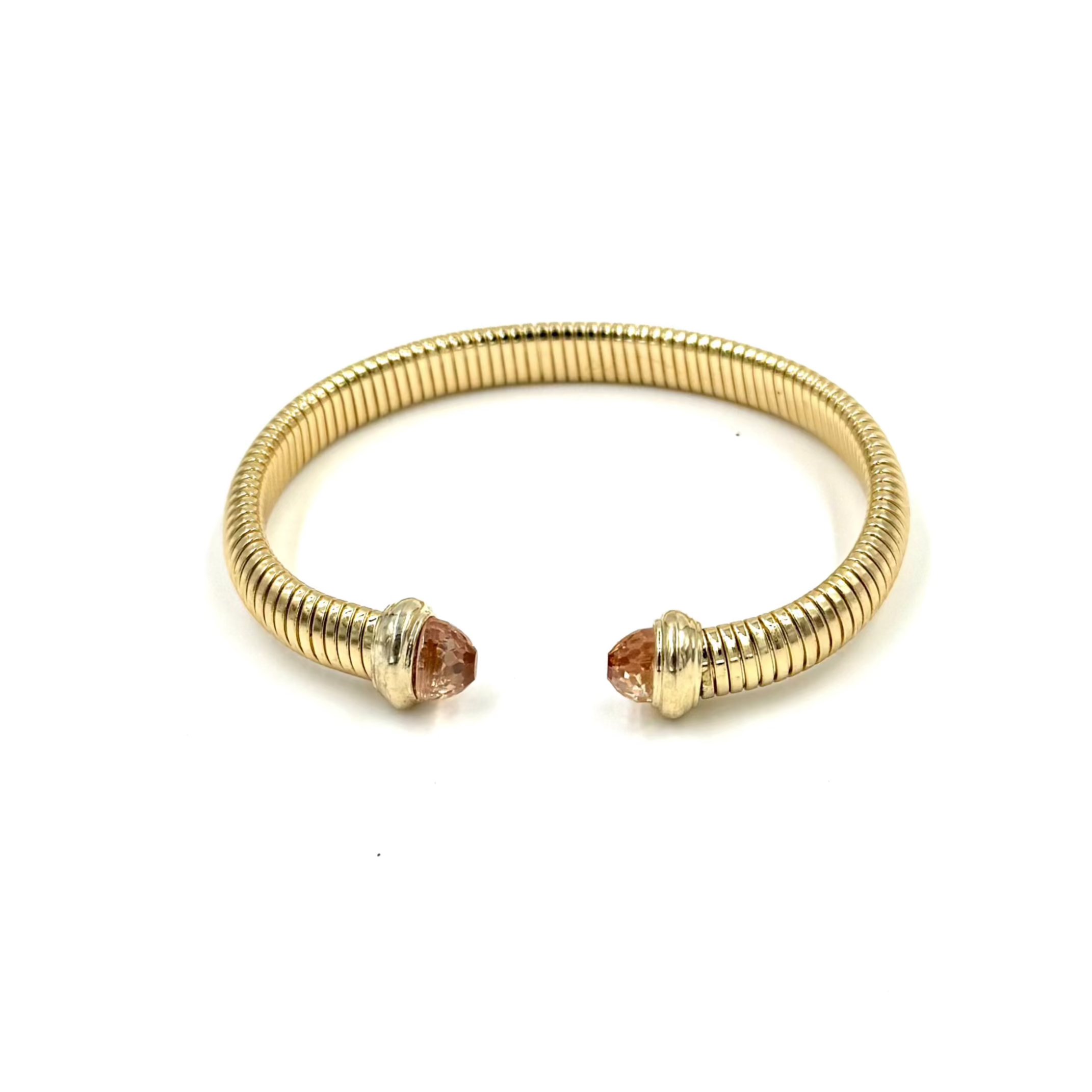 Ashley Gold Stainless Steel Open-End CZ Bangle Bracelet for Women - Fashion Jewelry Gift for Birthday, Anniversary & Special Occasions