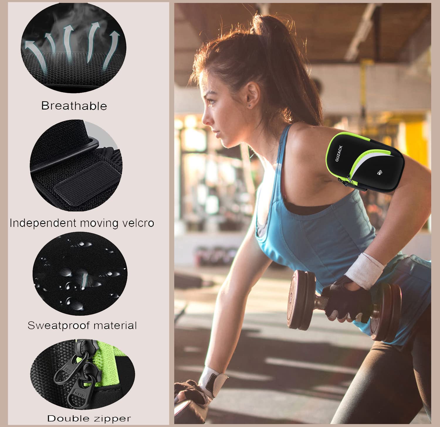 Running Armband Phone Holder - Adjustable Sports Armband Pouch for iPhone 16/15/14/13/12/11 Pro Max/XS/XR/X & Samsung Galaxy (Fits up to 6.9